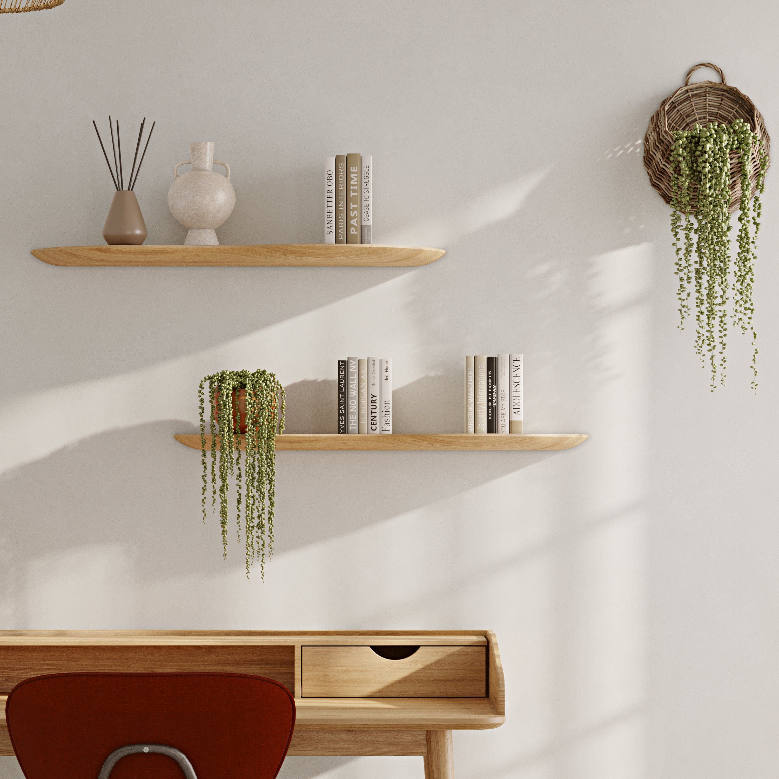 Blob Oak 80 cm Double Shelf