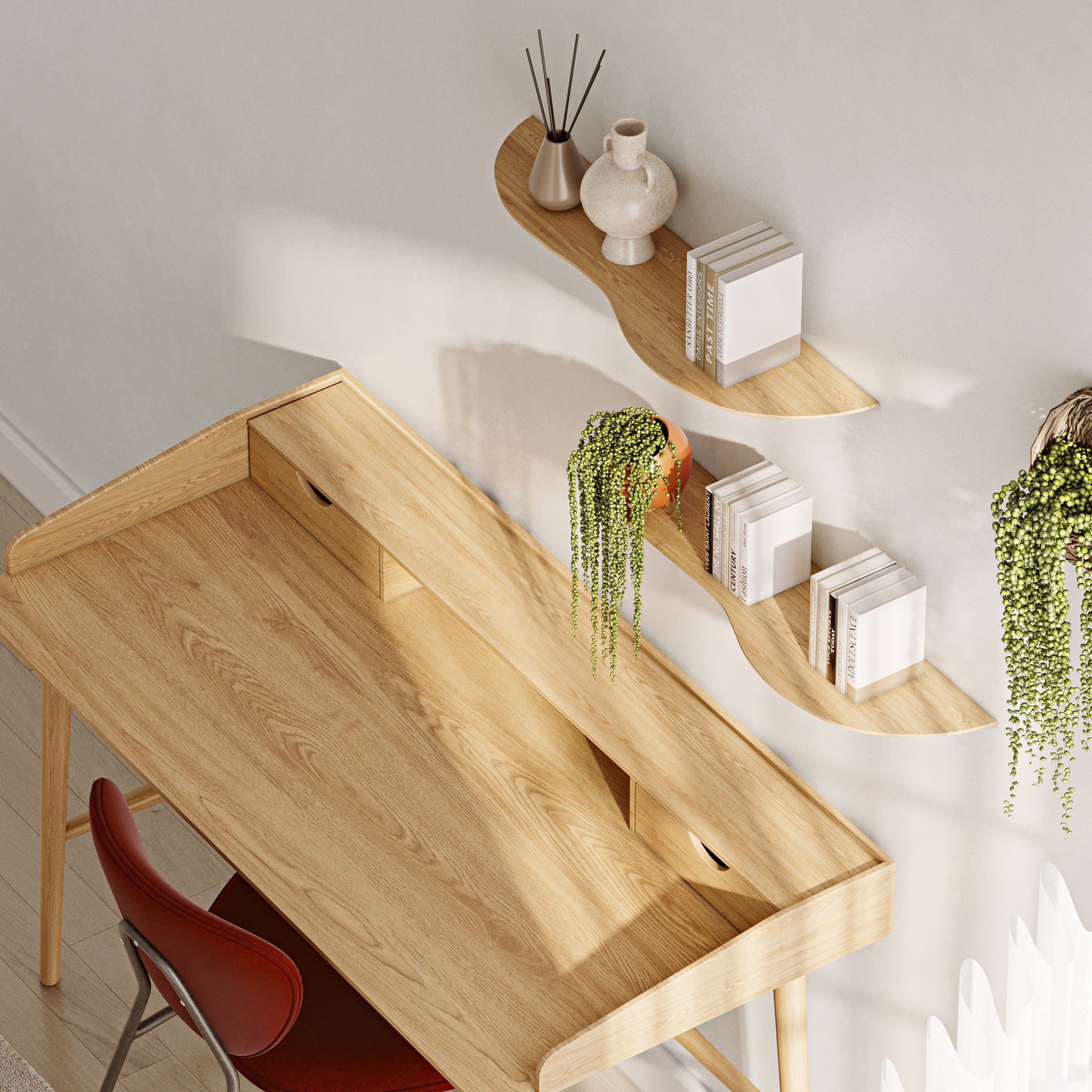 Blob Oak 80 cm Double Shelf