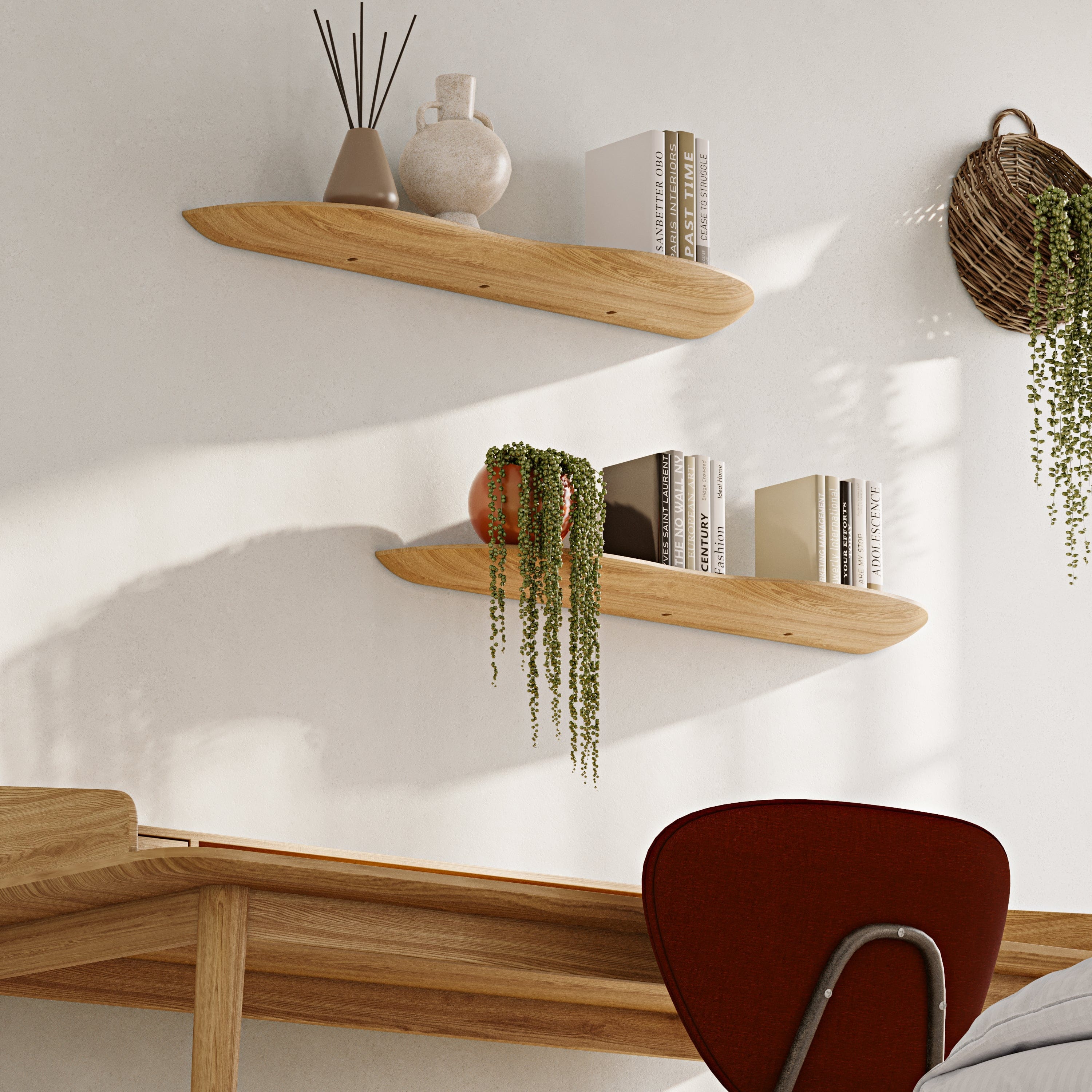 Blob Oak 80 cm Double Shelf