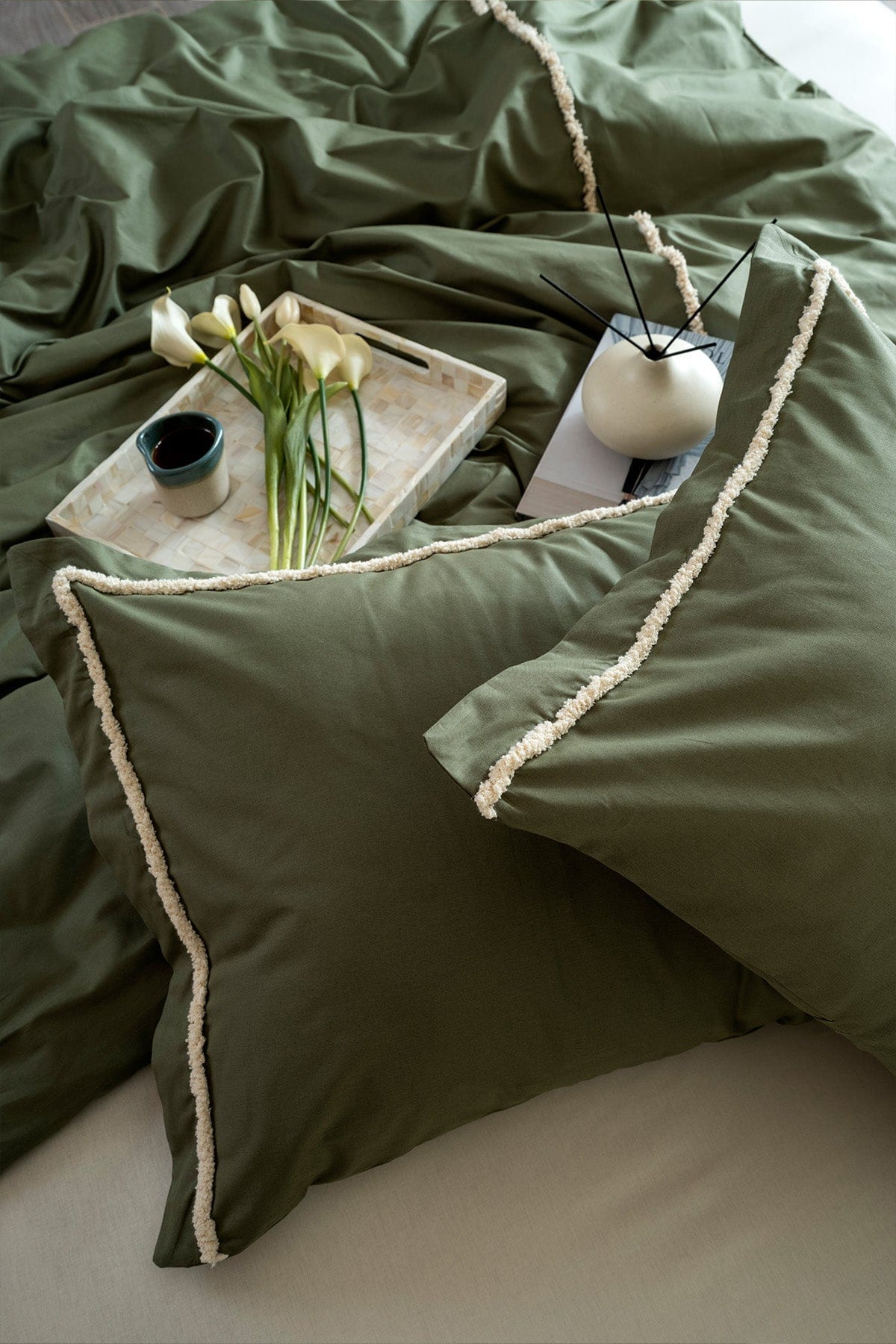 Boho Green Double Duvet Cover Set 200 x 220 7030A