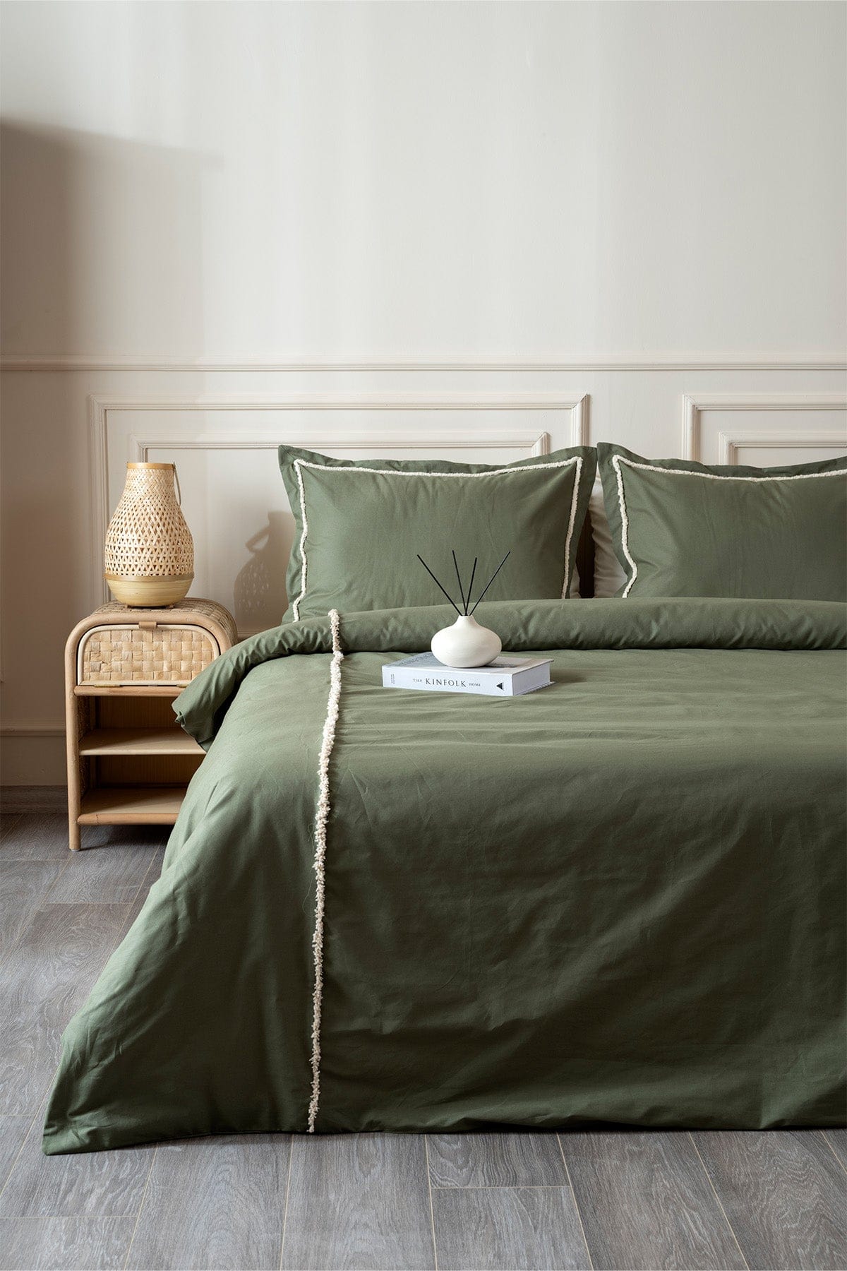 Boho Green Double Duvet Cover Set 200 x 220 7030A