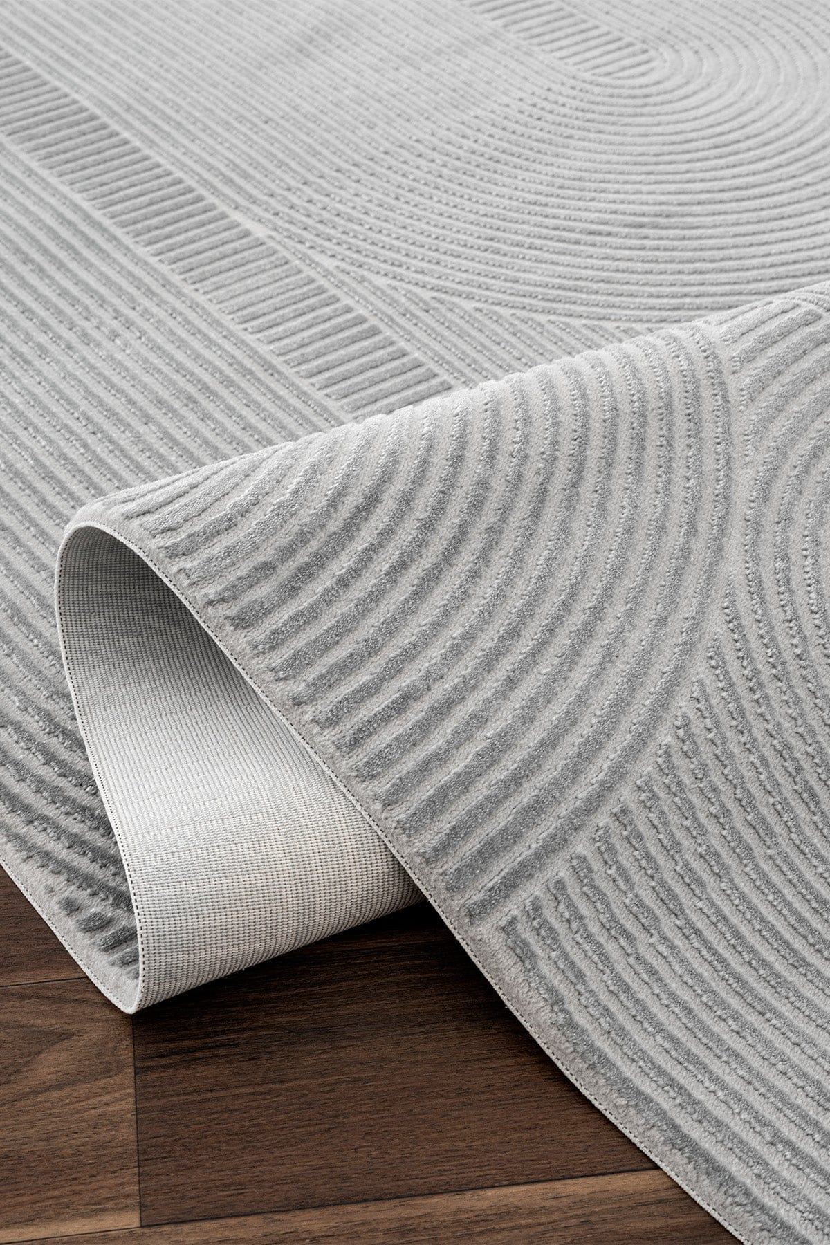 Farahan Gri Geometrik Desenli Halı A0861A