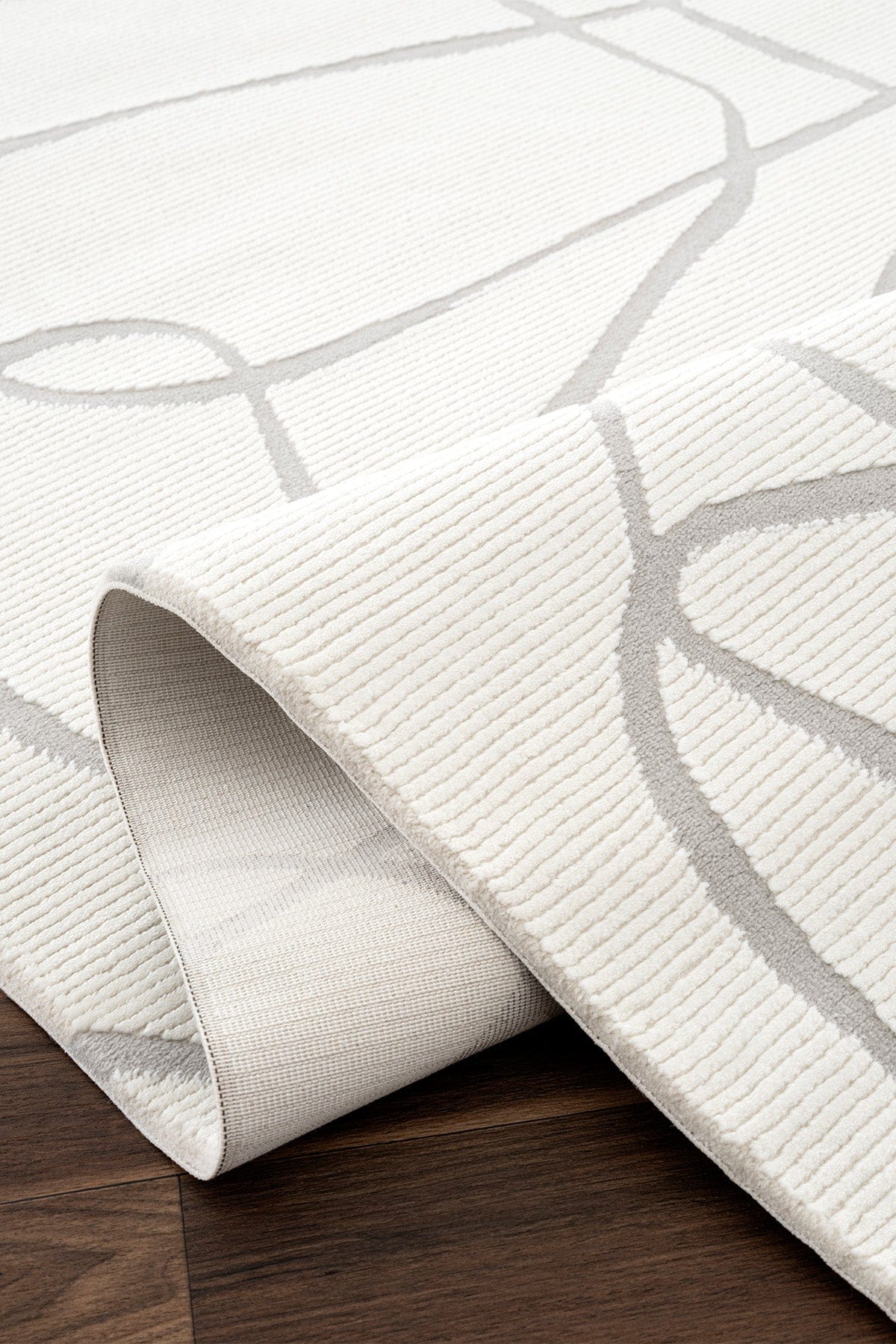 Farahan Krem Gri Geometrik Desenli Halı A0858A