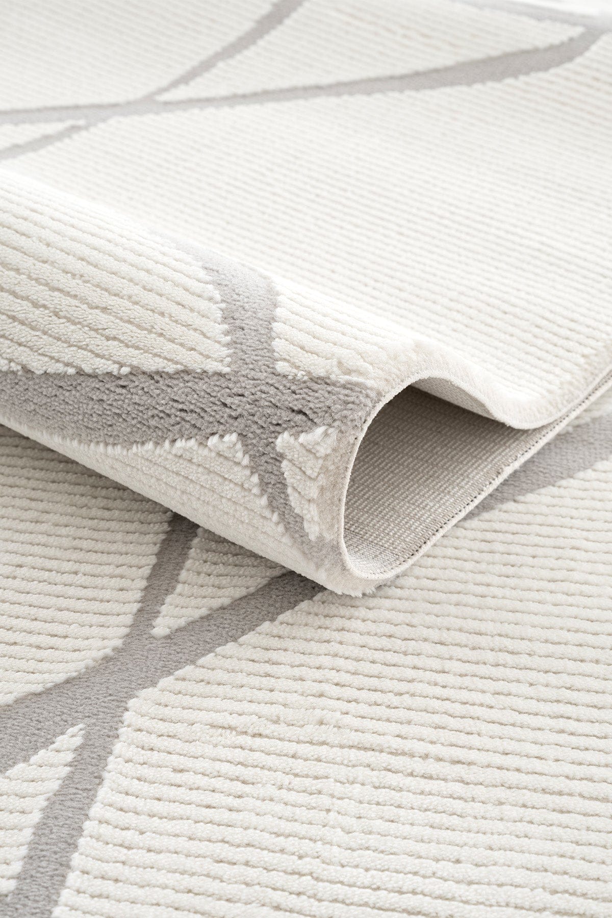Farahan Krem Gri Geometrik Desenli Halı A0858A