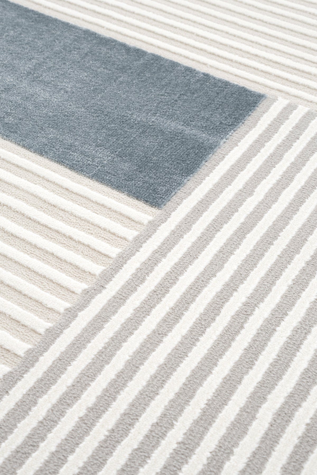 Farahan Krem Mavi Geometrik Desenli Halı A0859A