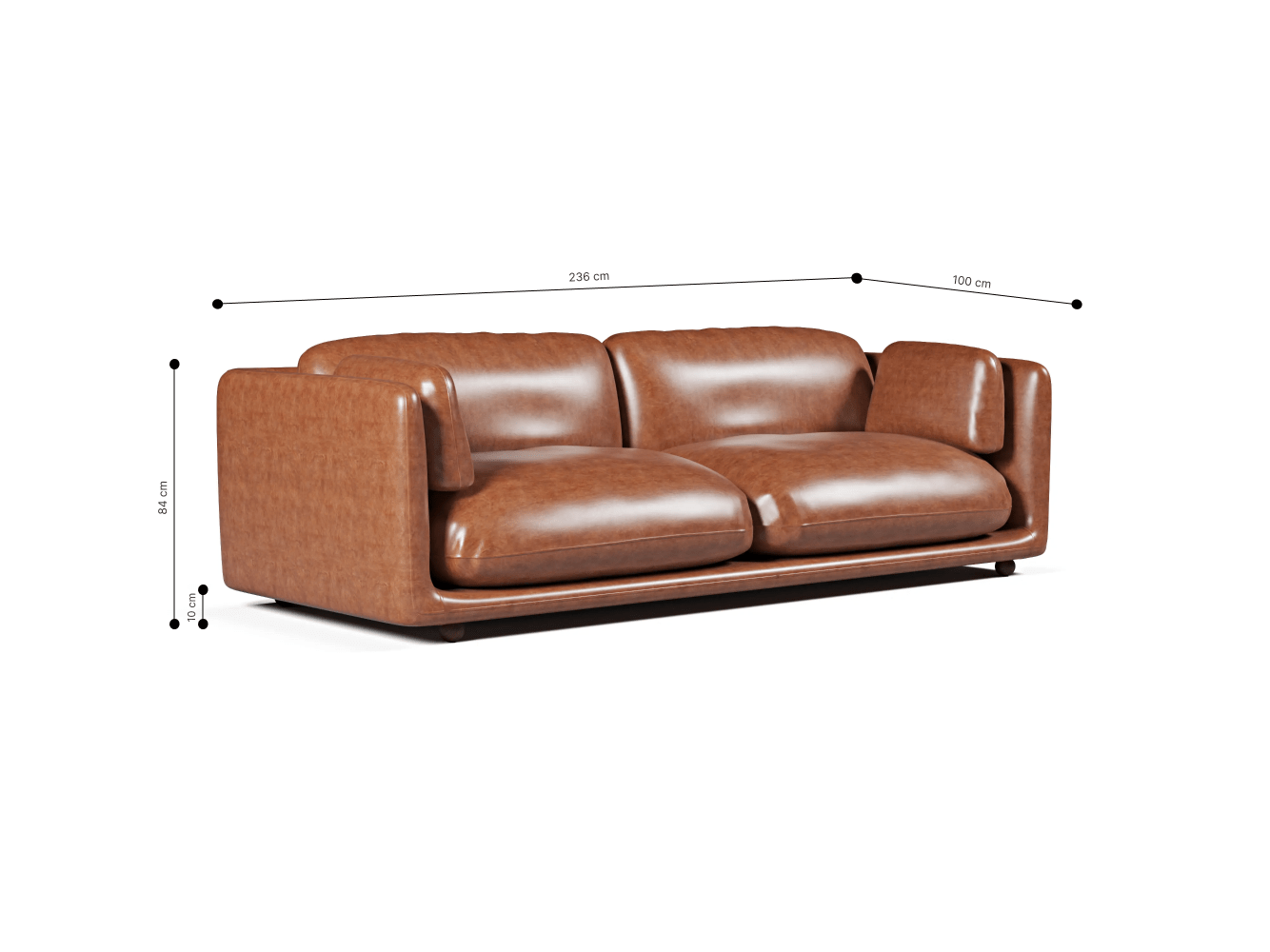 Flam Sofa Set Leather Cognac