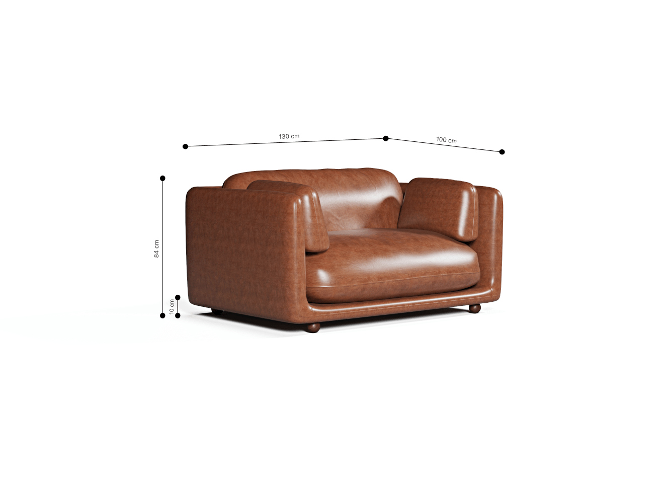 Flam Sofa Set Leather Cognac