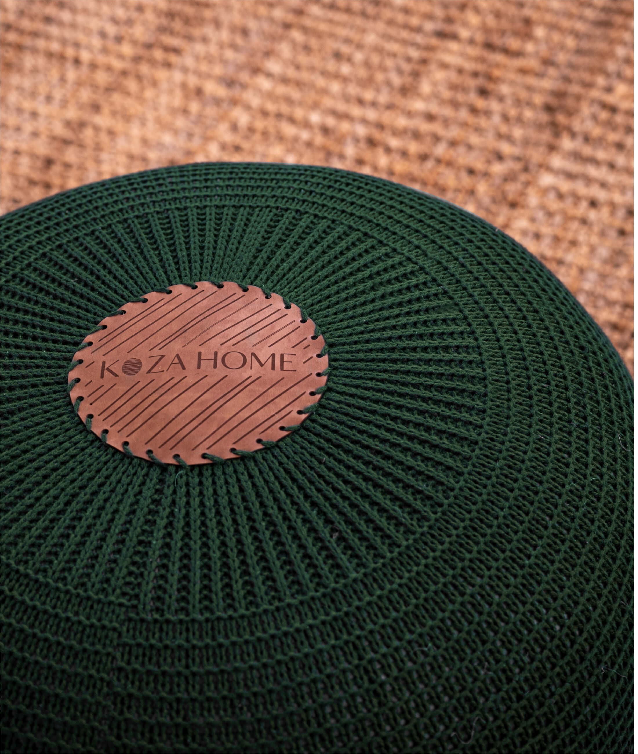 Fluffy Knit Ottoman Green 8002