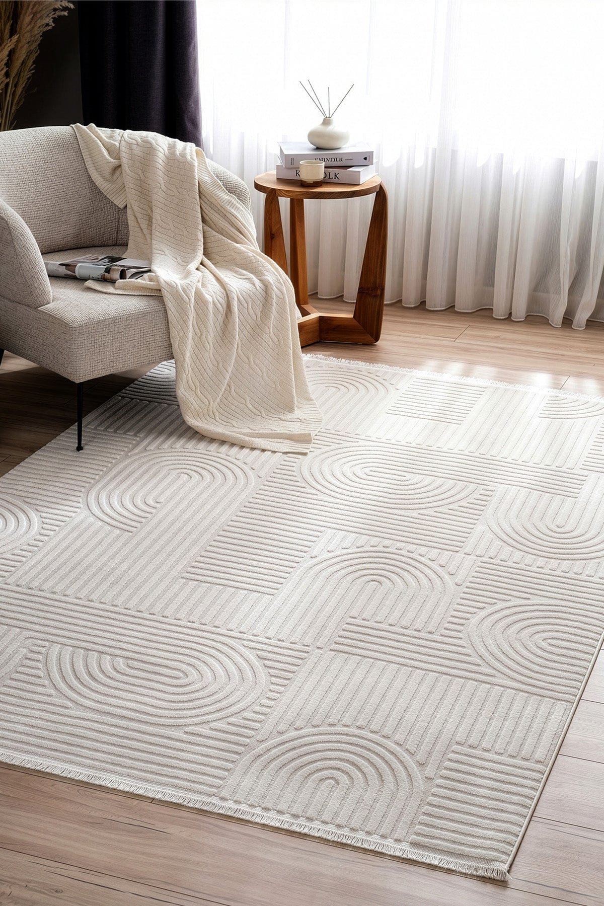 Monaco Krem İskandinav Salon Halısı 33471B