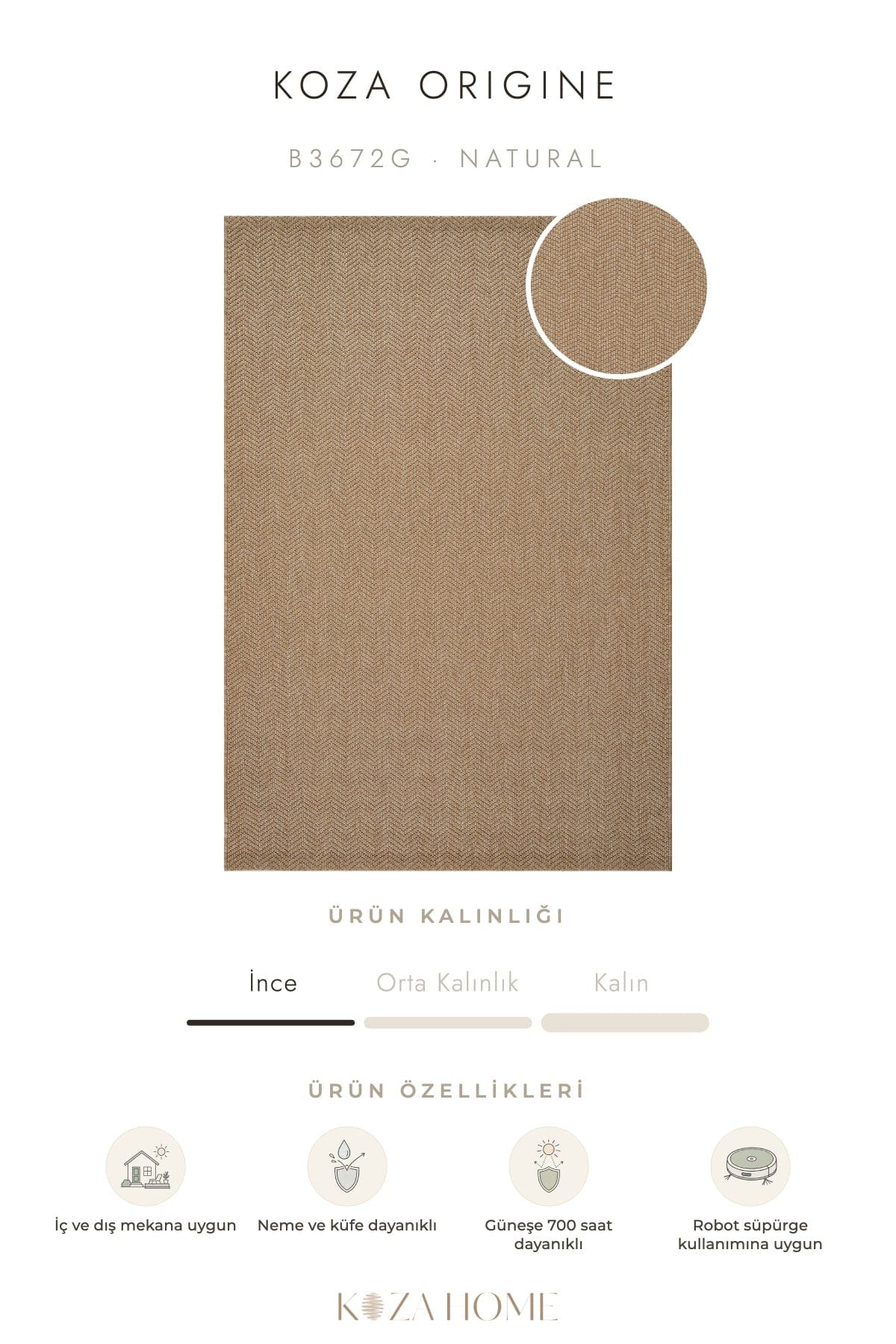Koza Hayad Origine Natural Living Room Rug B3672G