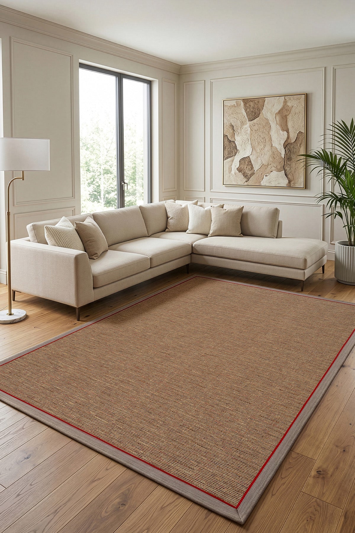 Koza Sahara Natural Bordür Vizon Kırmızı Halı B3622E