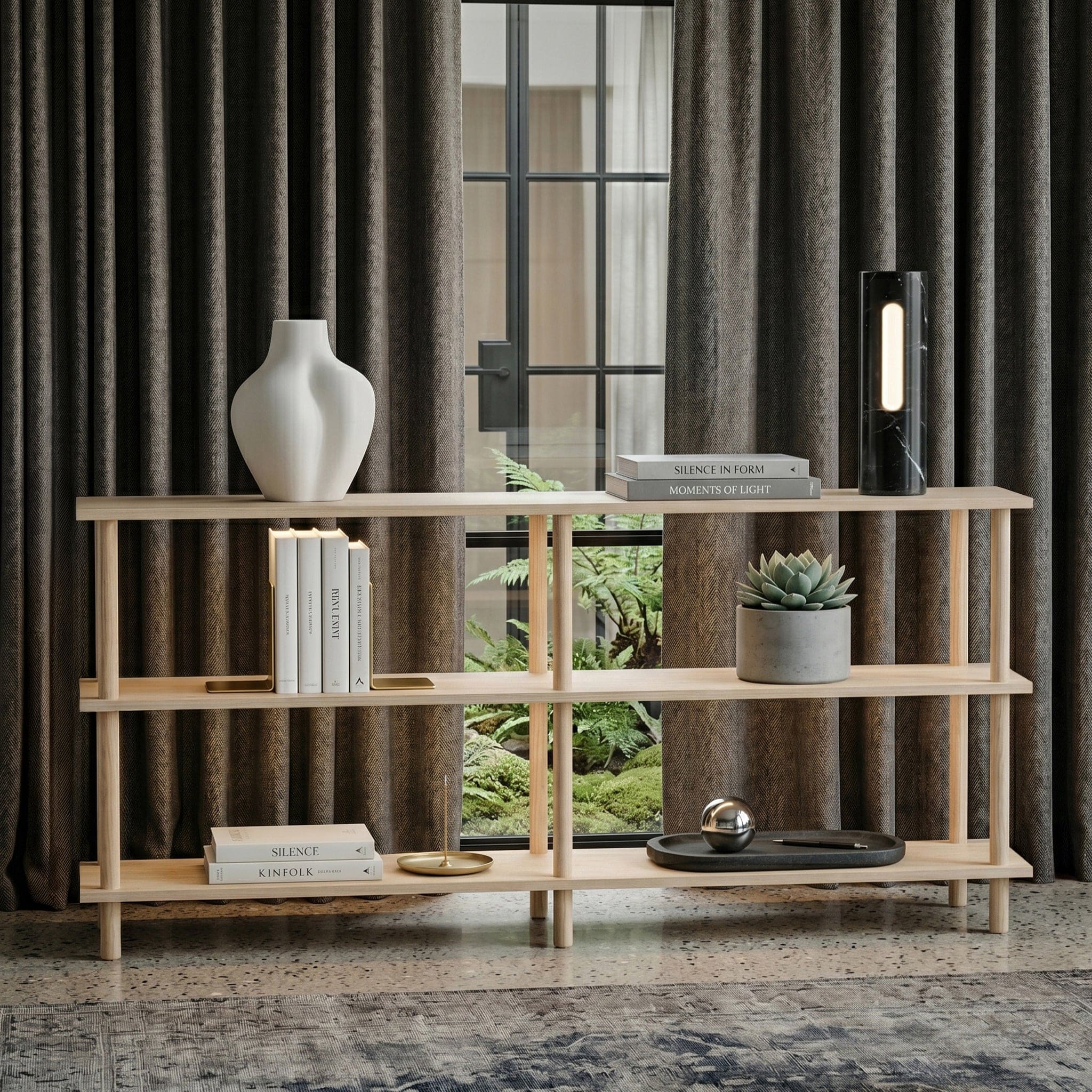 Solid Wood 3-Shelf Bookshelf