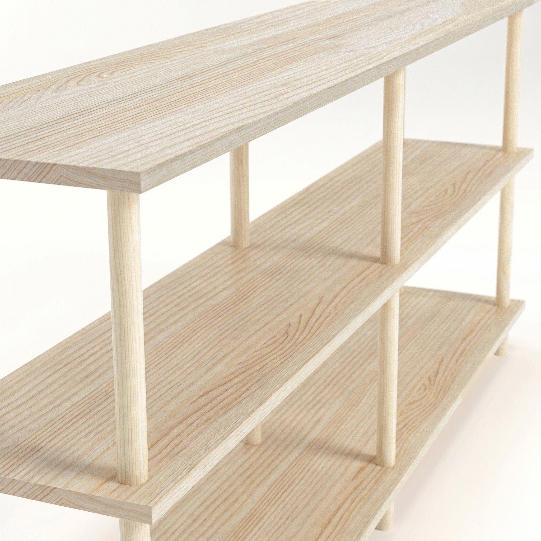 Solid Wood 3-Shelf Bookshelf