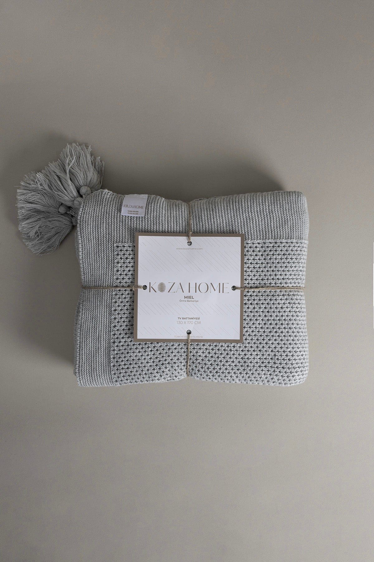 Miel Grey Edge Pom-Pom TV Blanket 130x170 37107