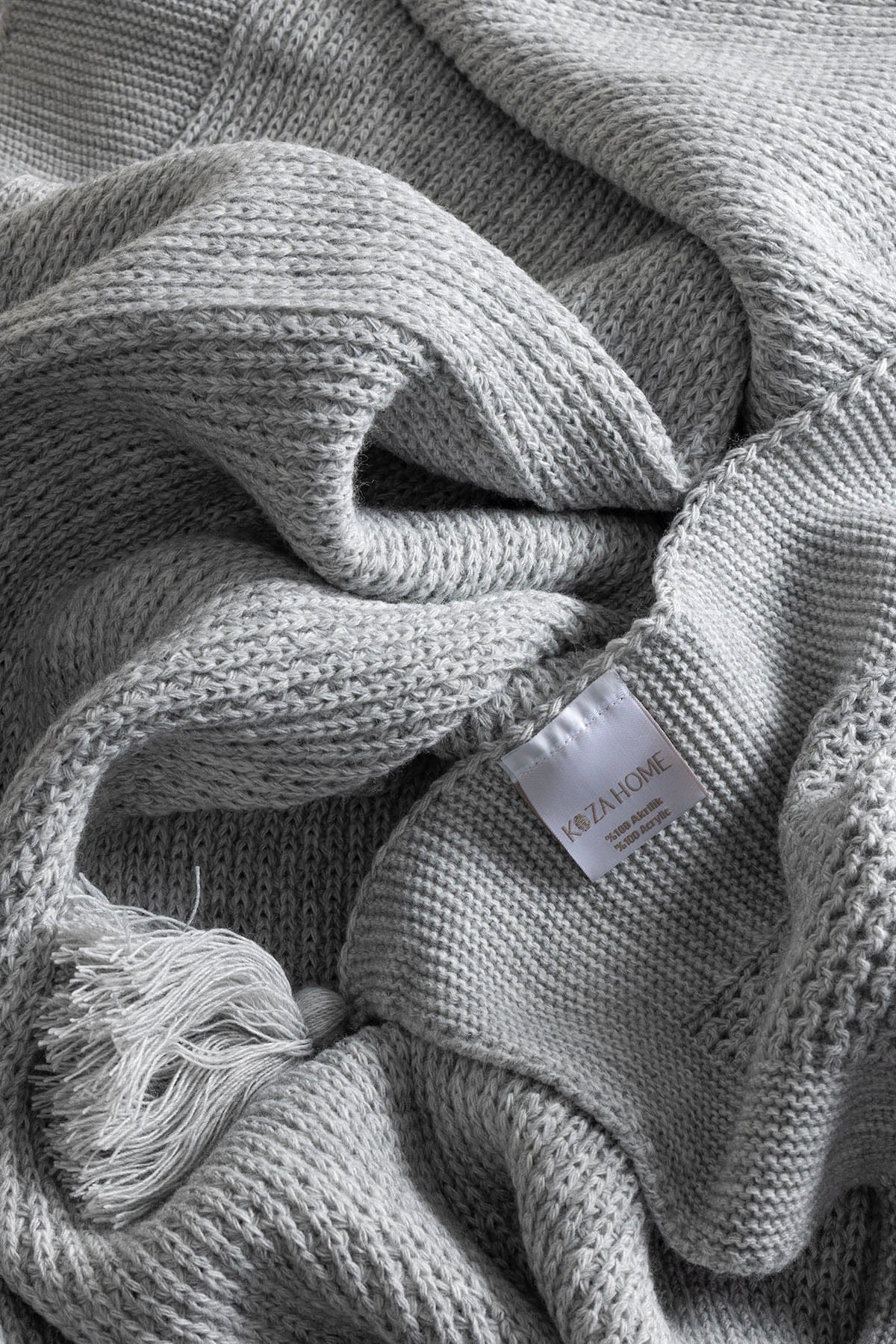 Miel Grey Edge Pom-Pom TV Blanket 130x170 37107