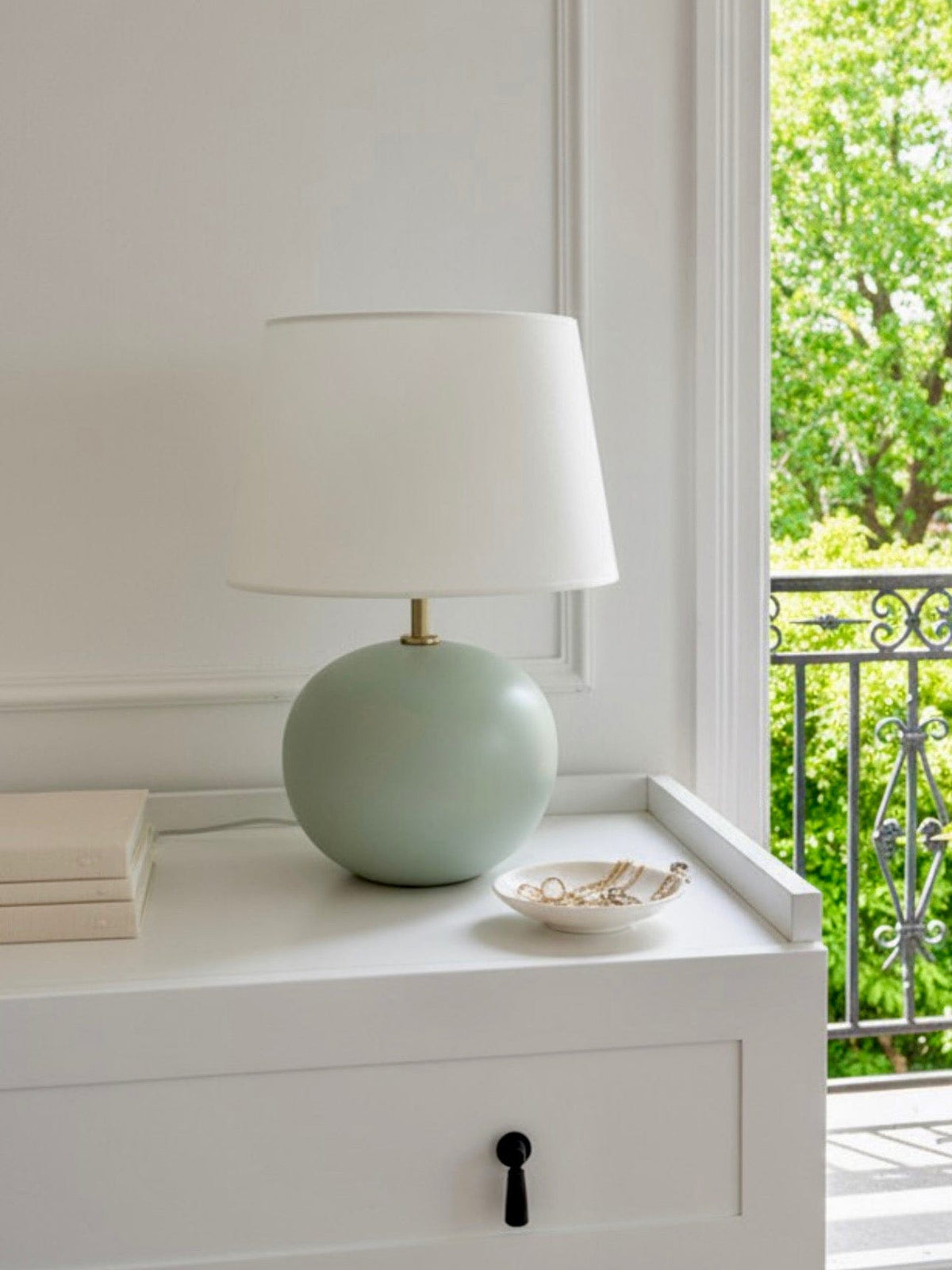 Mosso Soft Green Table Lamp with Gold Details