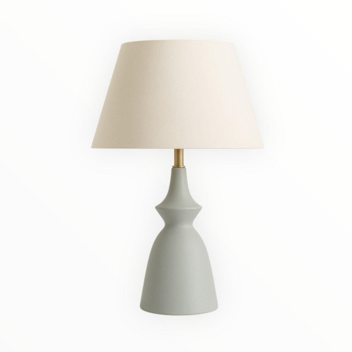 Nina Soft Green Lamp with Gold Details and Fabric Shade