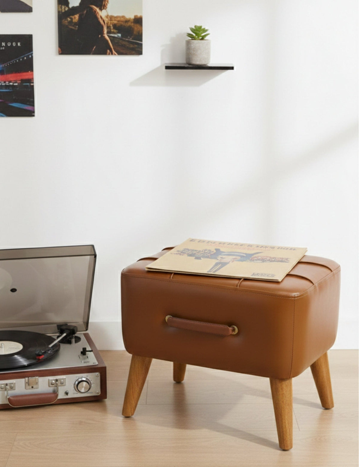 Ottocase Nostaljik El Yapımı Kapitone Deri Puf - Kahverengi