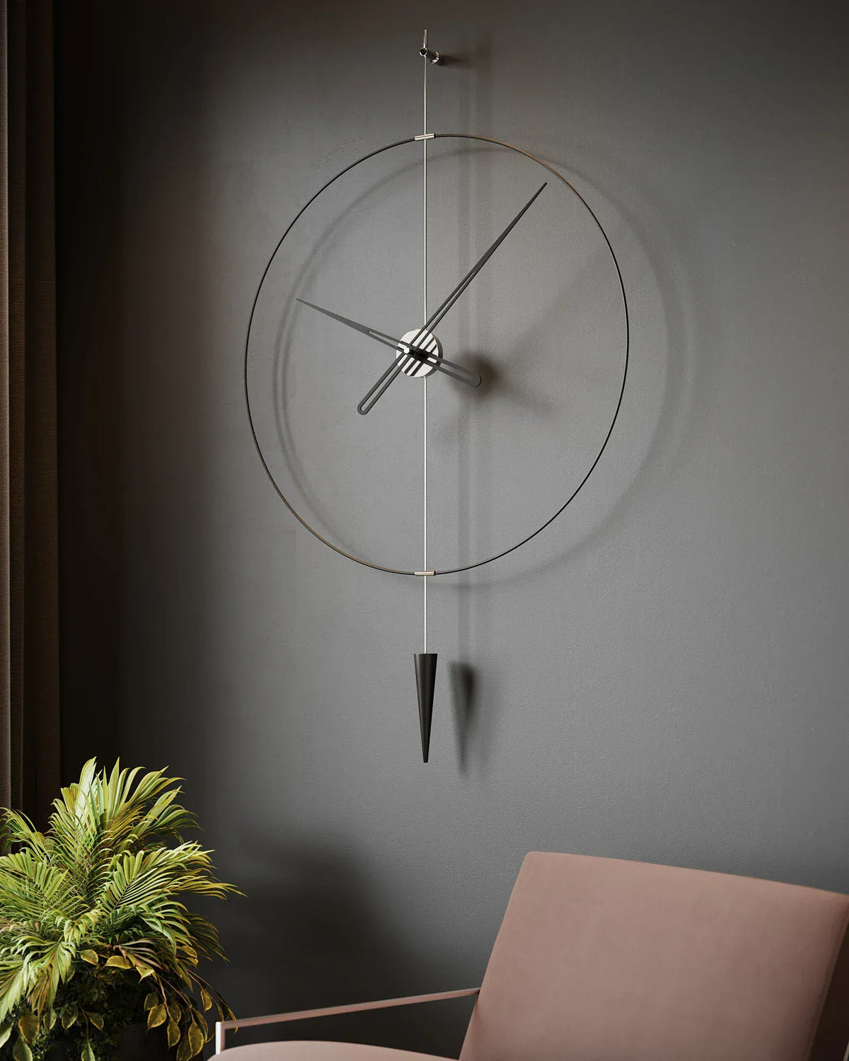 pendulum plus sarkaçlı duvar saati gümüş 80 cm