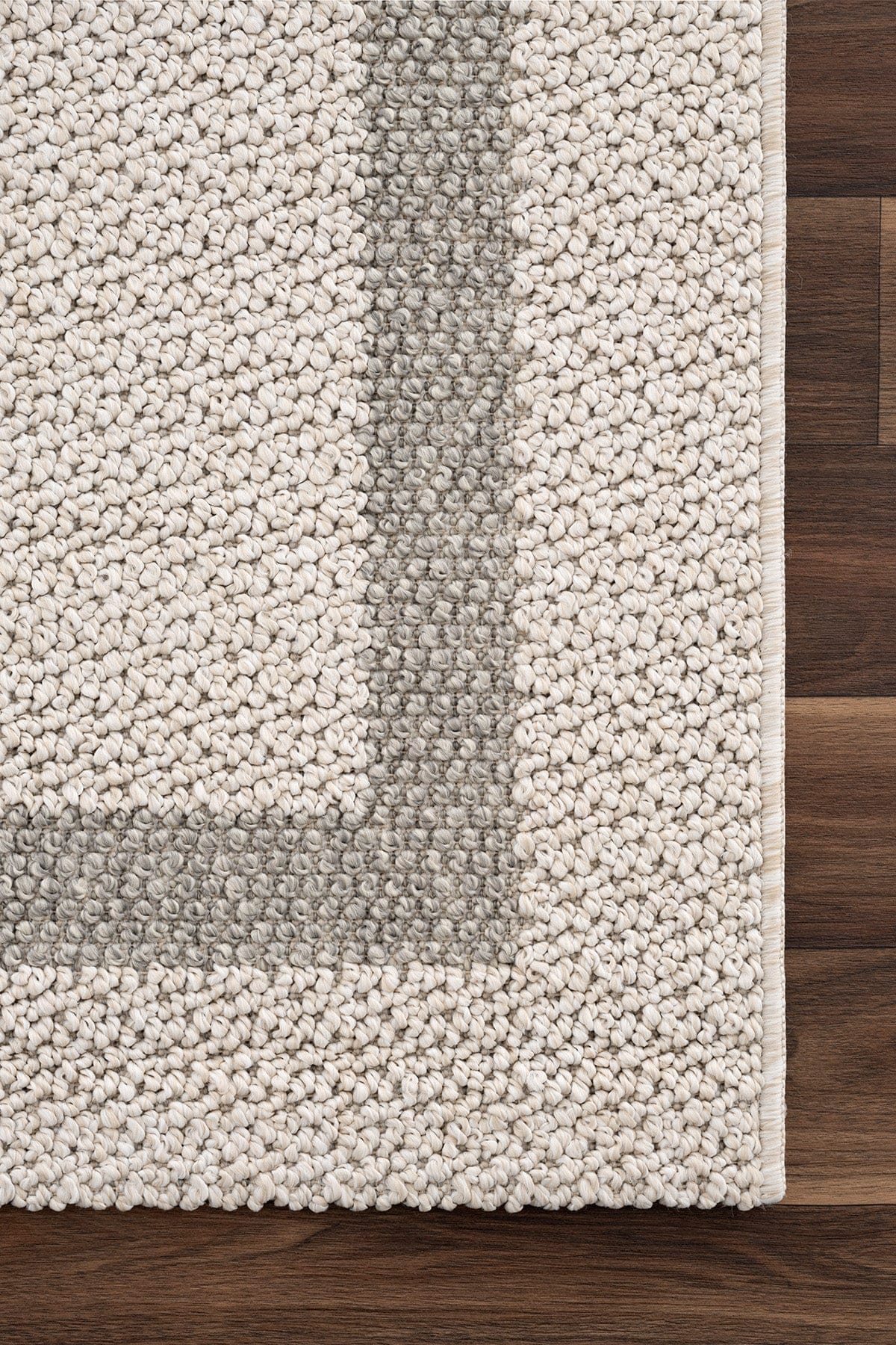 Retro Plain Krem Gri Bordürlü Halı A3234A