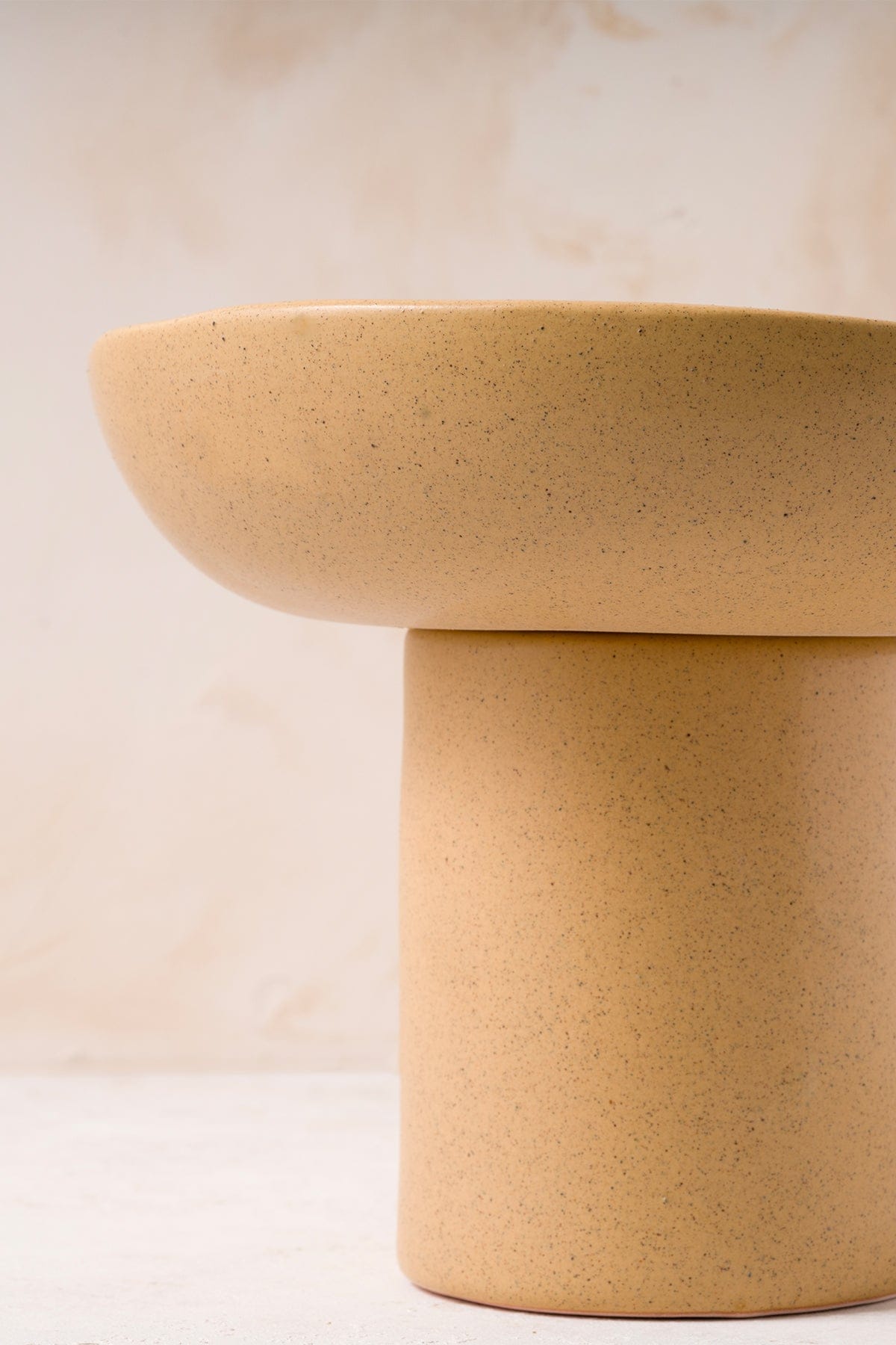 Handmade Large Serving Bowl with Sateen Matte Beige Foot 8615