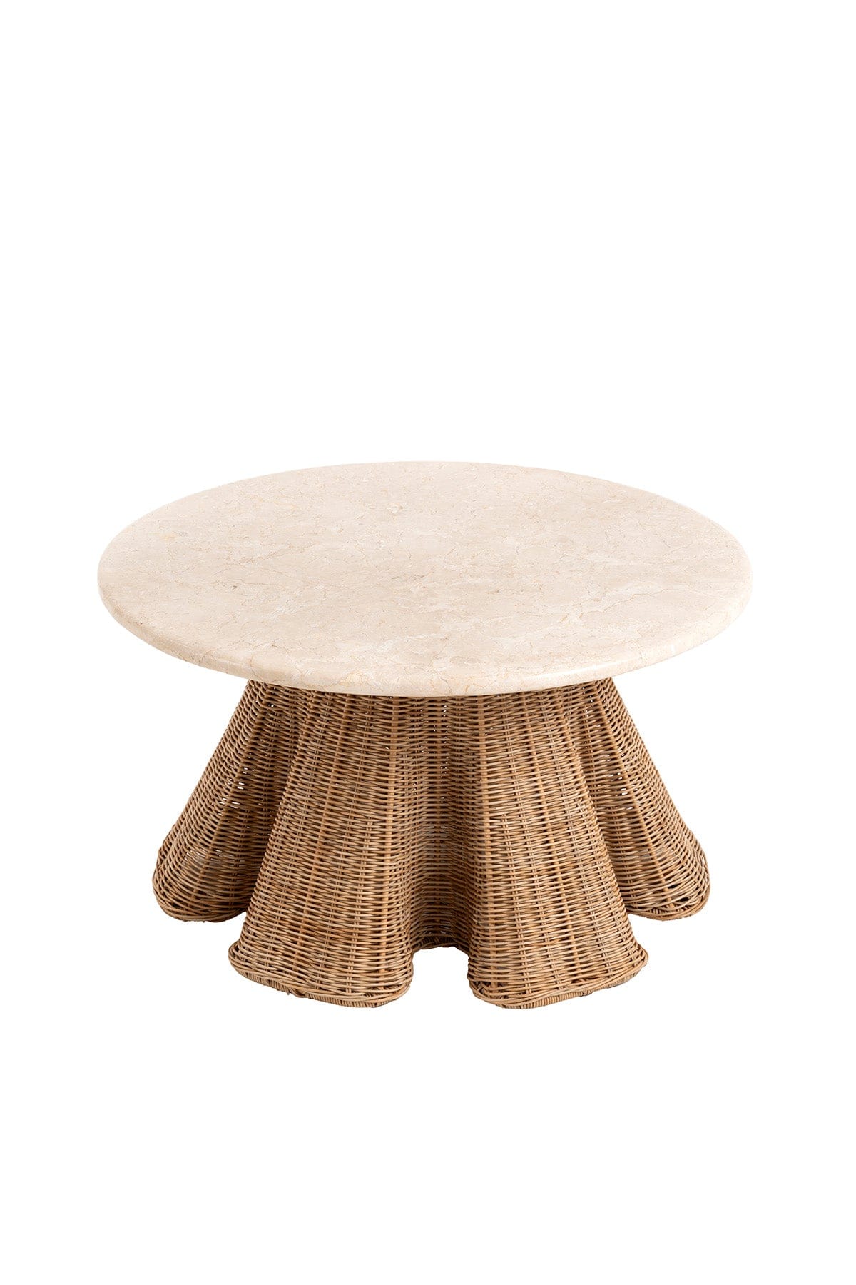 Savia Marble Table with Iron and Rattan Woven Legs 70 cm 10116