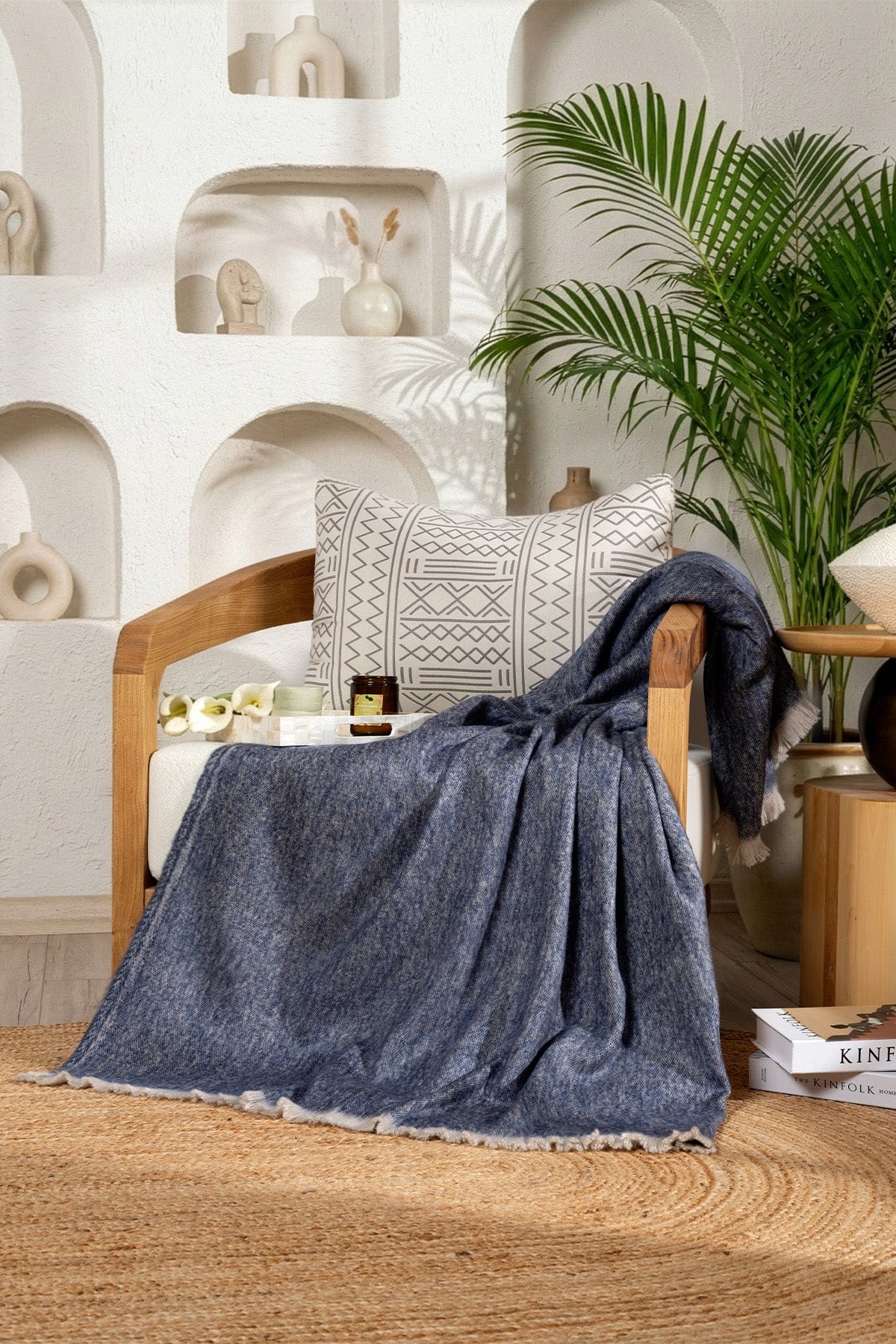 Scala Indigo Feathered Throw TV Blanket 130X170 5070A