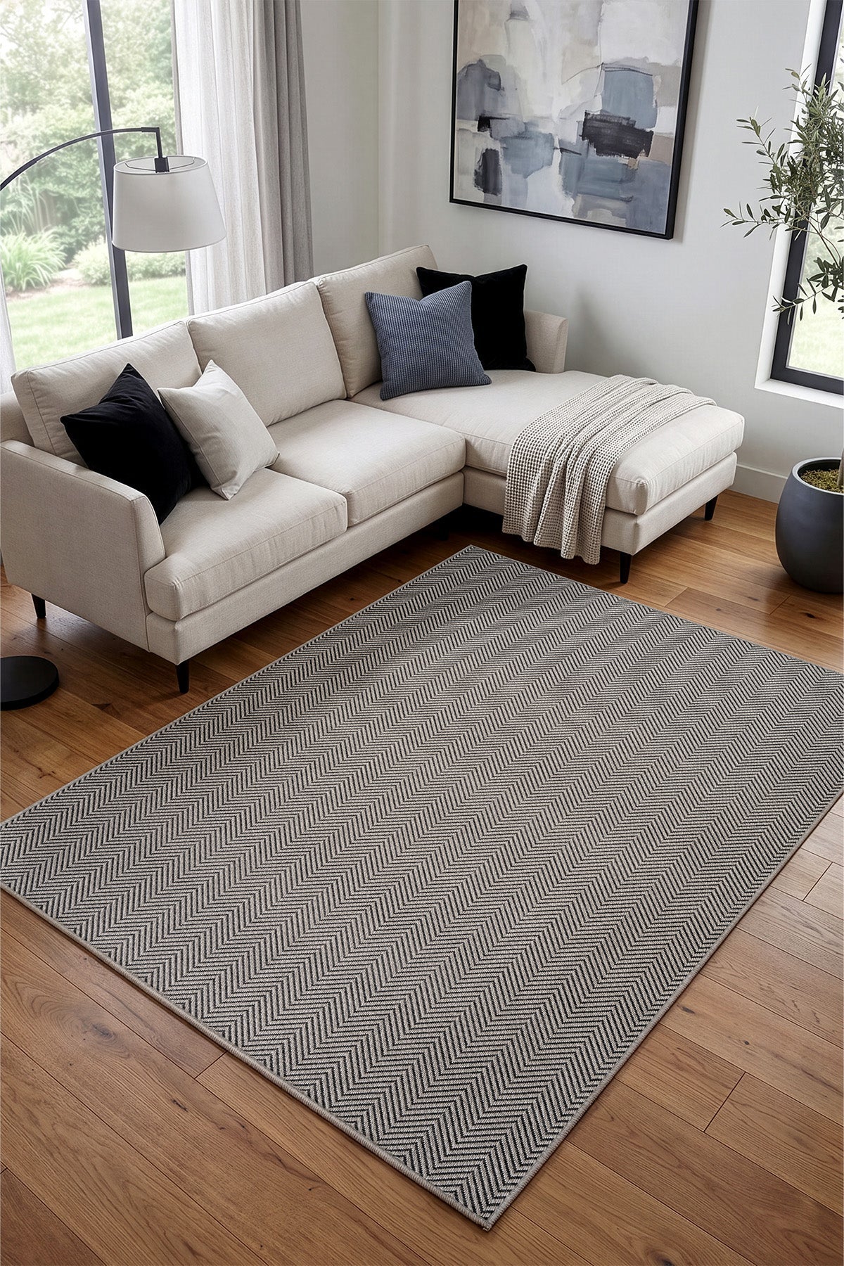 Sisalo Krem Siyah Halı B3421E