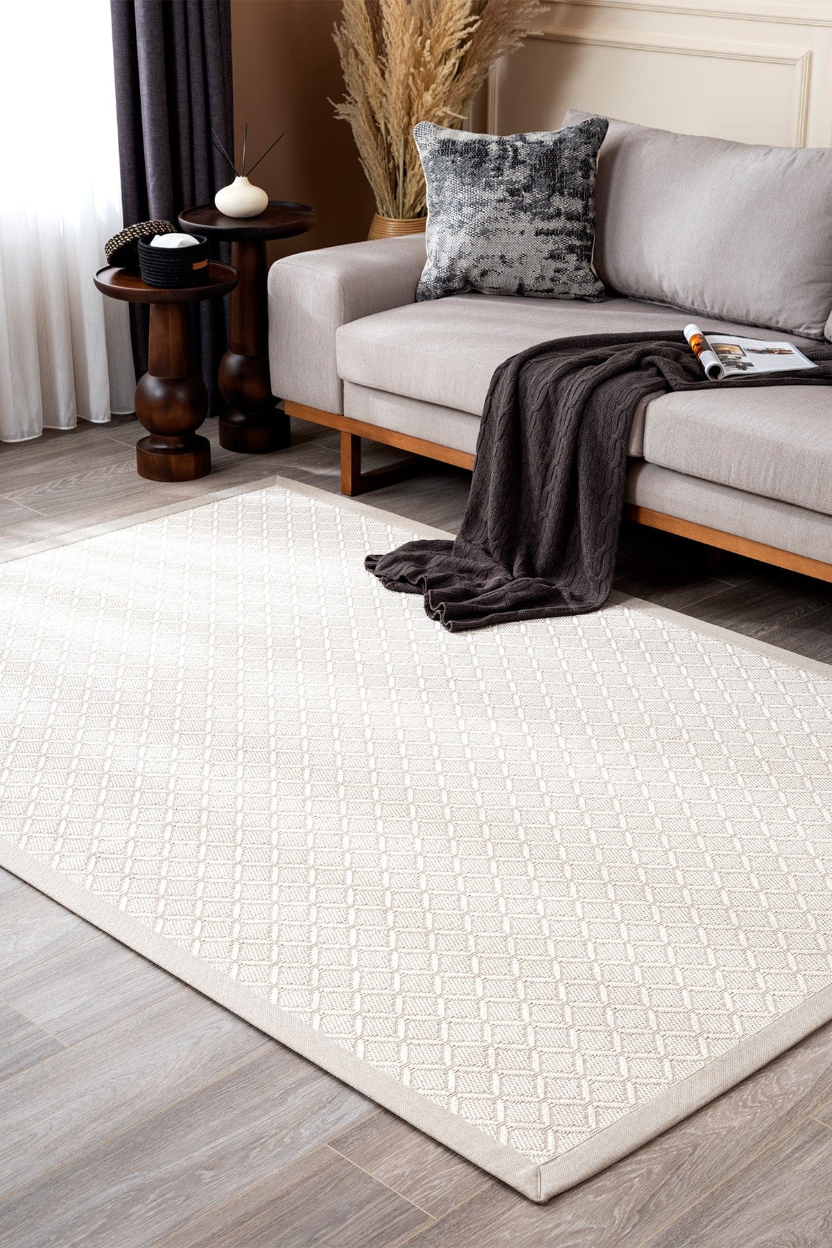Sisalo Bordure Krem Bordürlü Dış Mekan Balkon Teras Bahçe Halısı B3422A