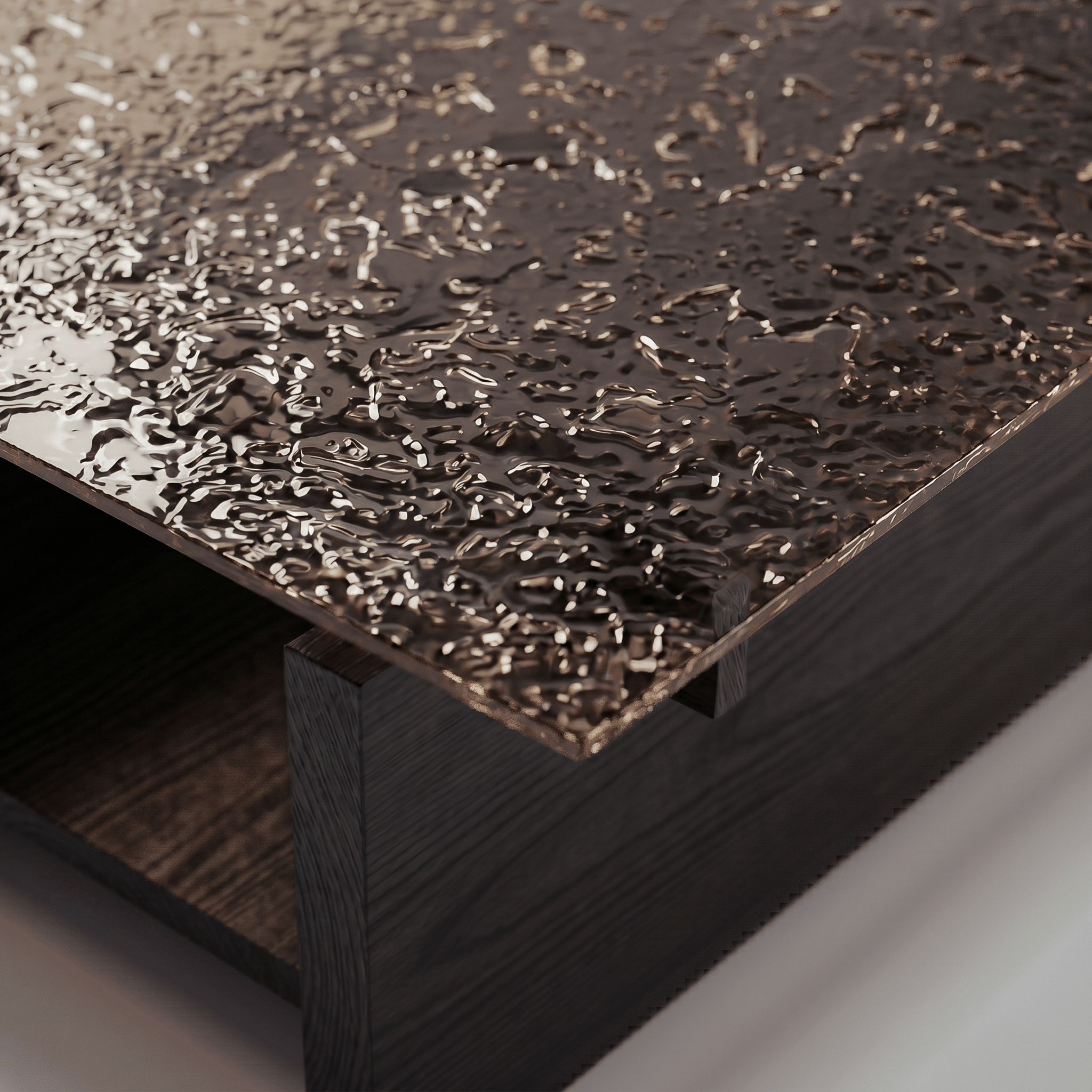 The Monolith - Solid Coffee Table with Fused Glass