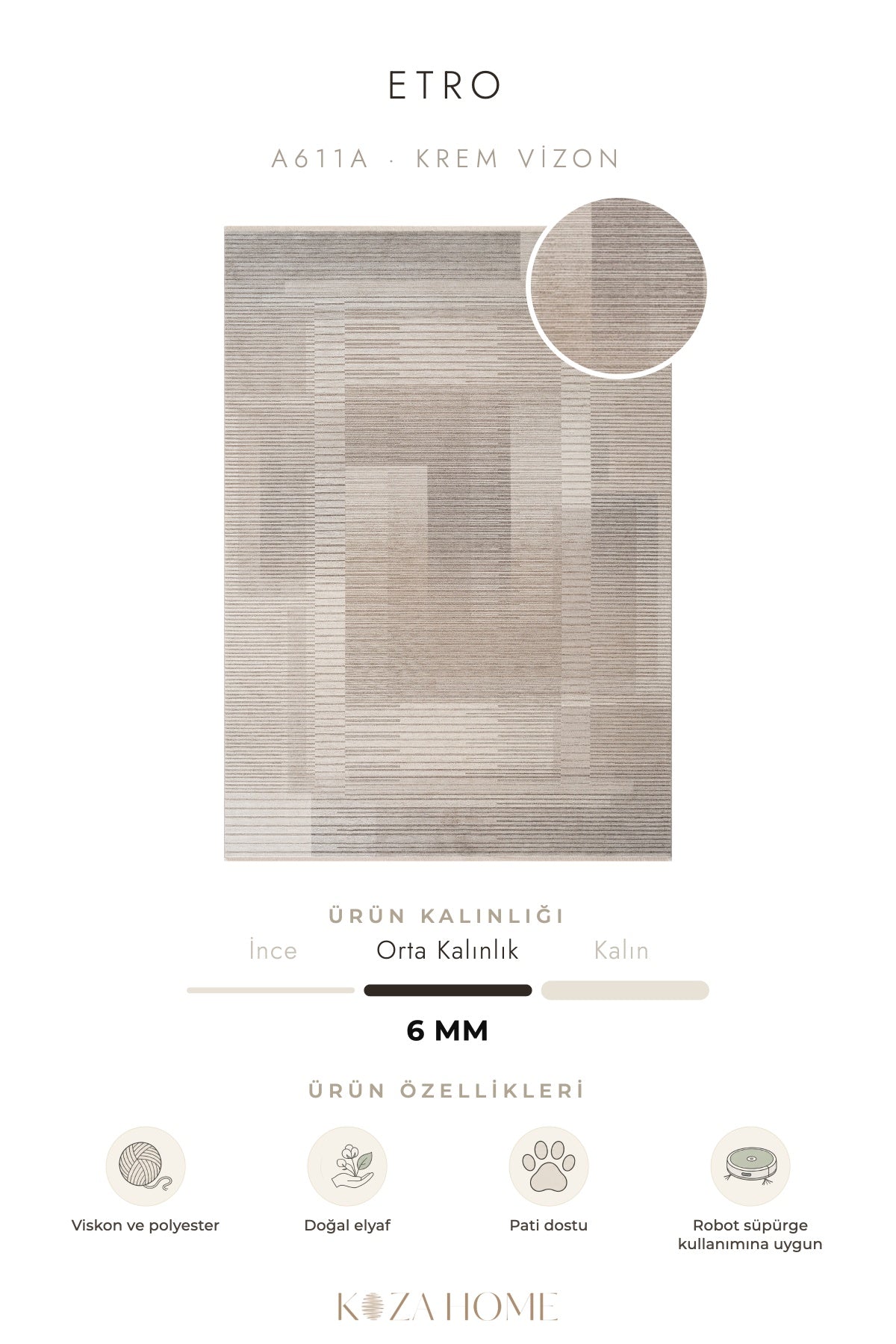 Calvin Klein Etro Krem Vizon Halı A6111A