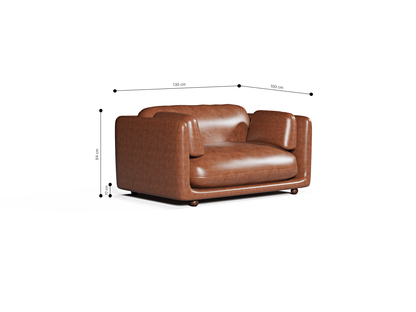 Flam Sofa Set Leather Cognac