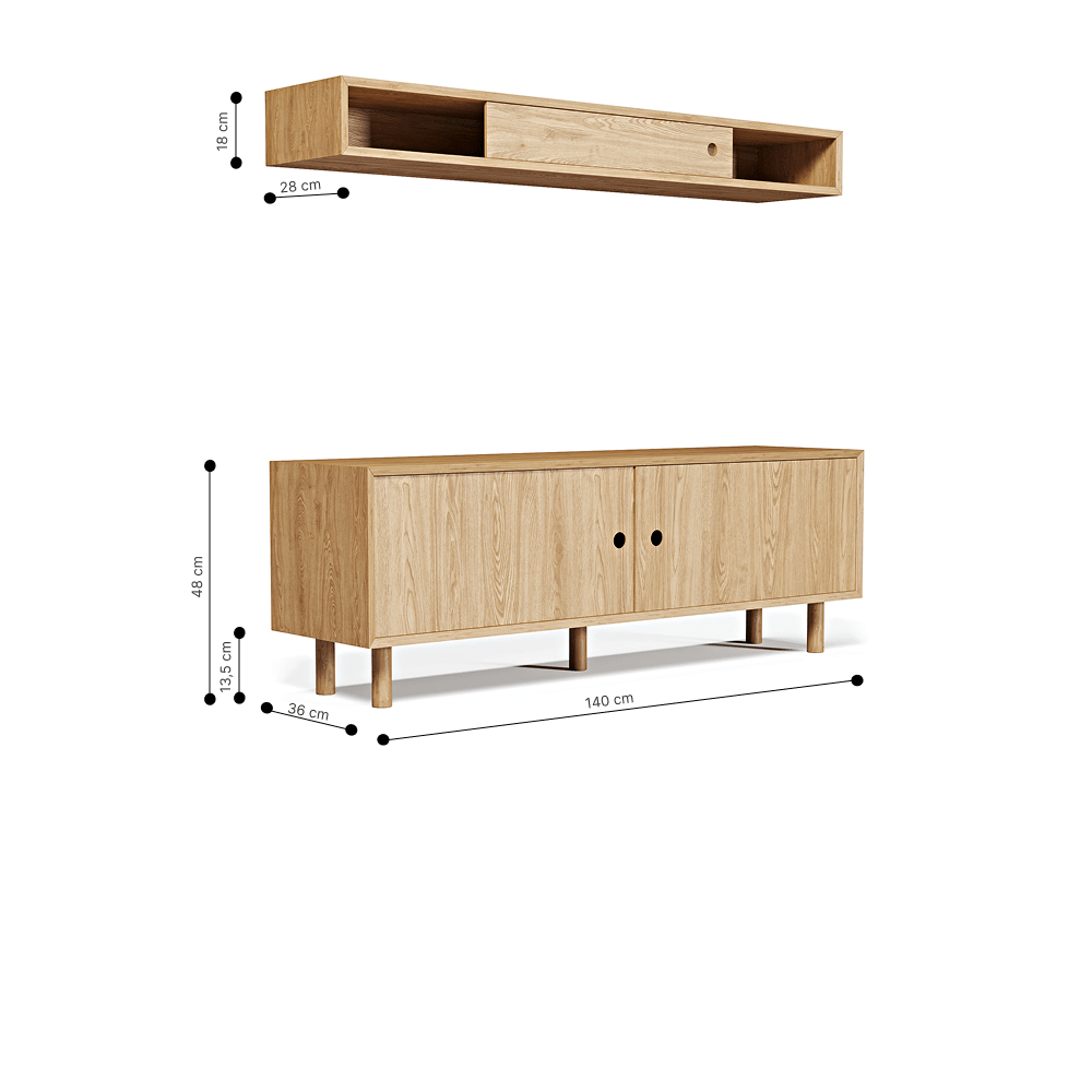 Suprema Meşe TV Ünitesi 140 cm Ahşap