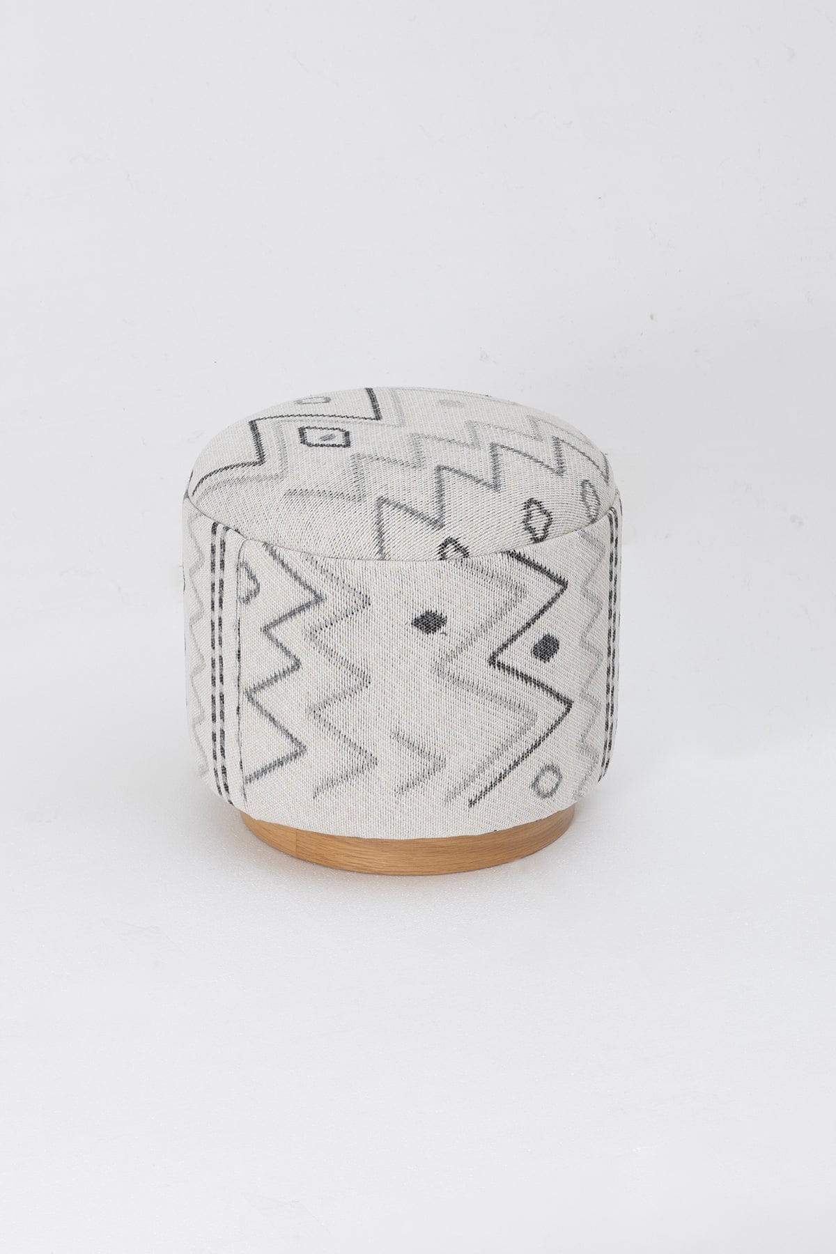 Bliss Gri Etnik Desenli Krem Puf 45 X H 42 Cm 4280