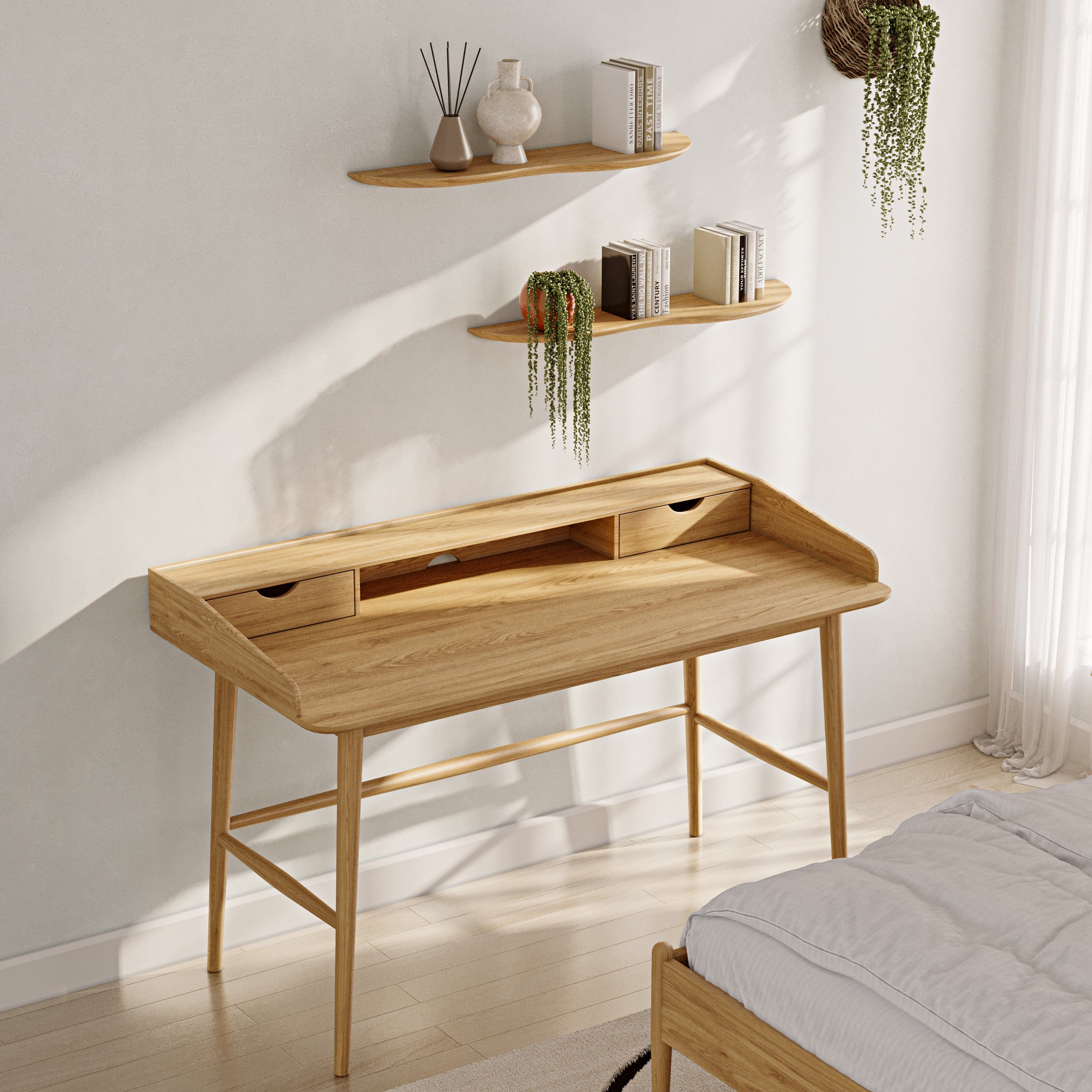 Blob Oak 80 cm Double Shelf