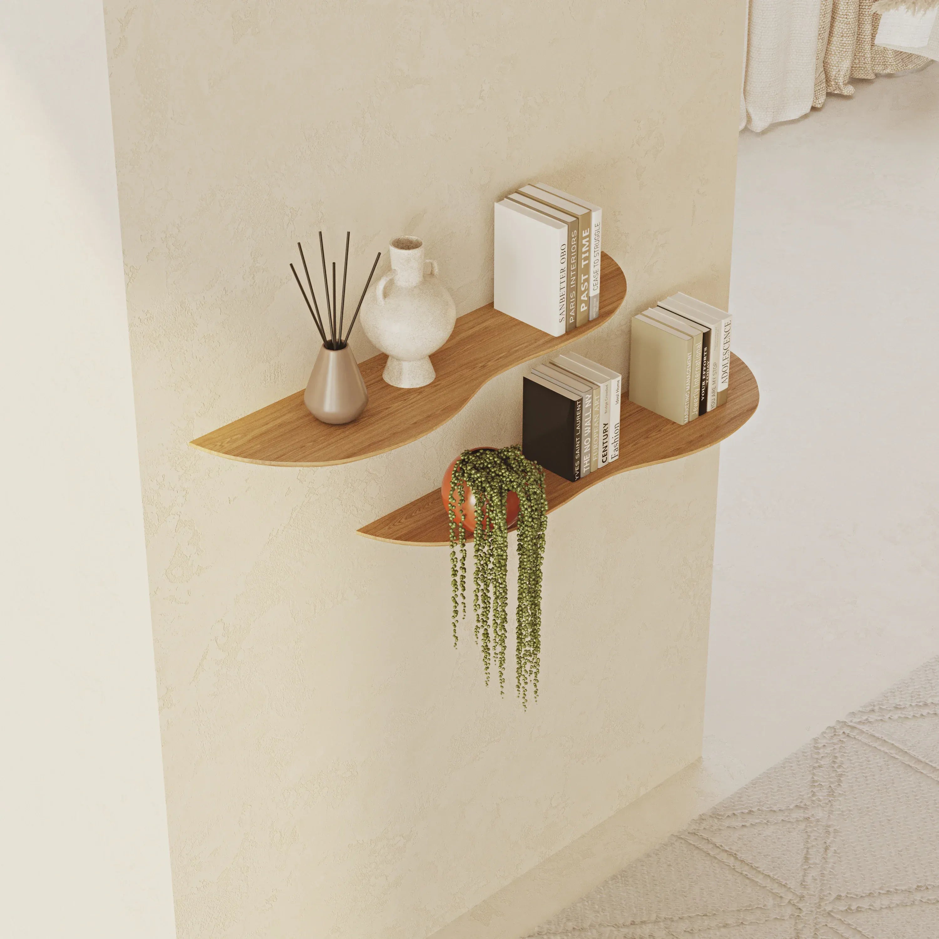 Blob Oak 80 cm Double Shelf