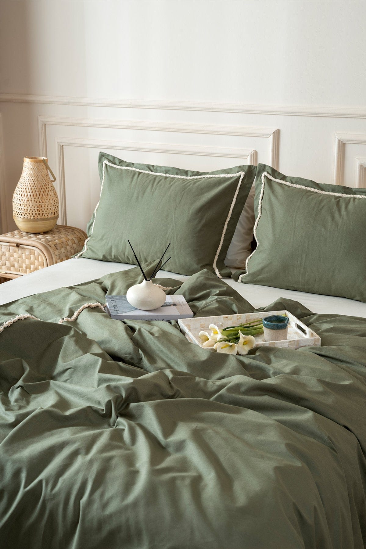 Boho Green Double Duvet Cover Set 200 x 220 7030A