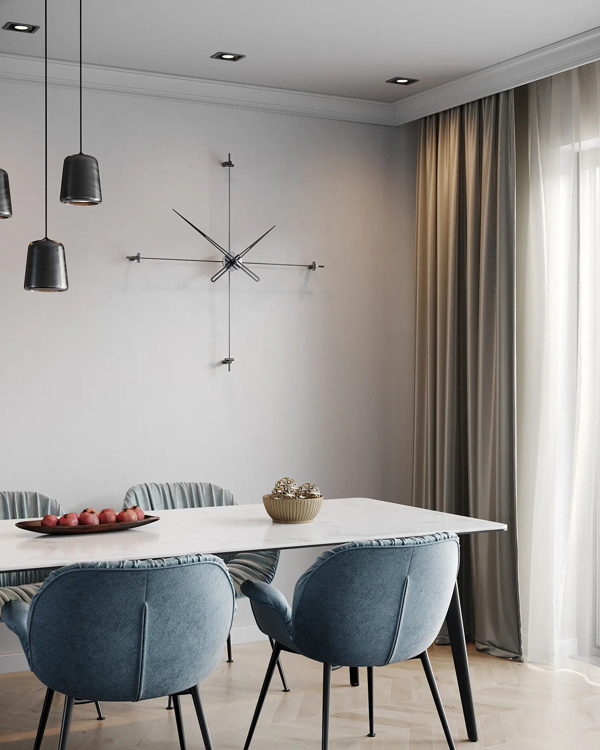 compass model duvar saati gümüş renk 90 cm