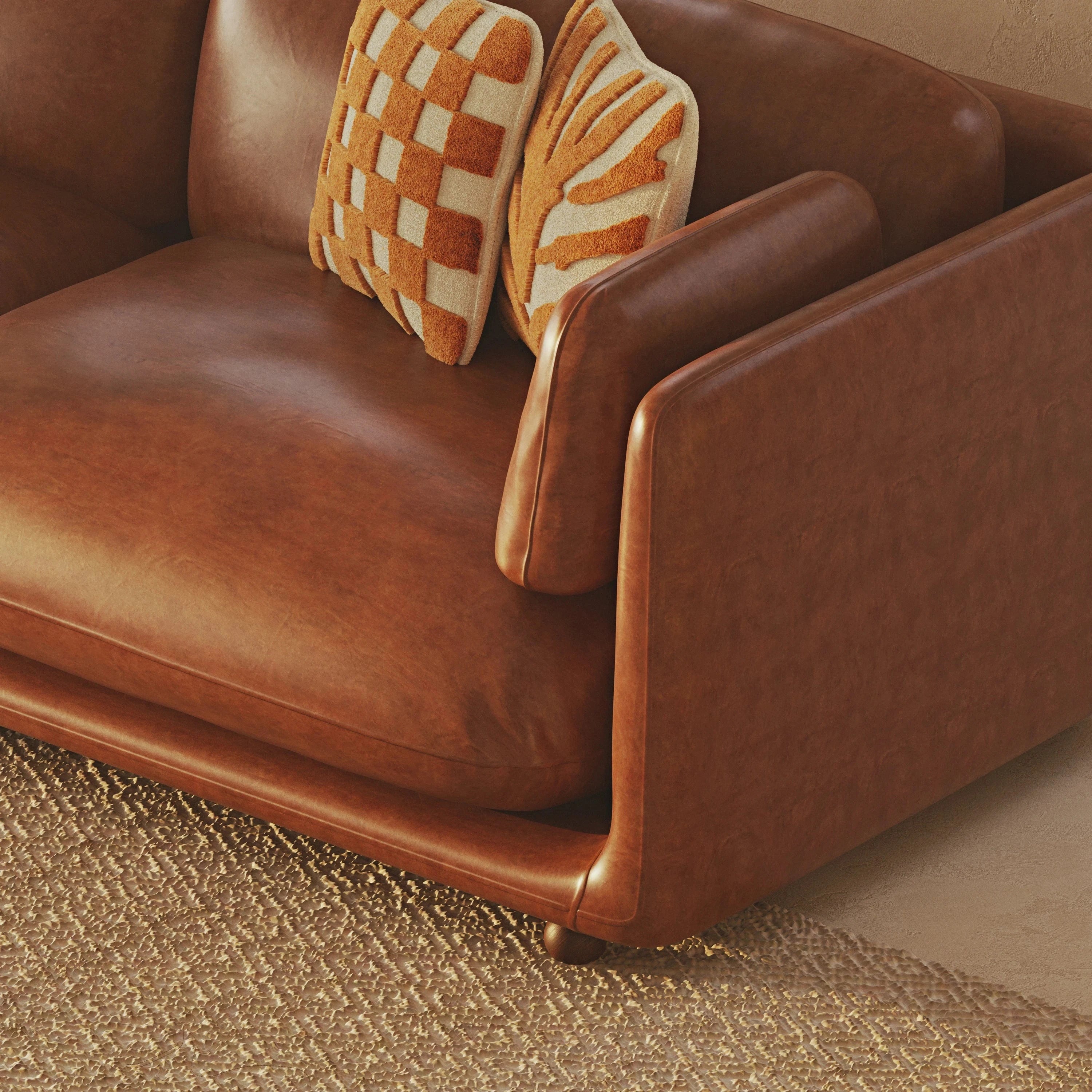 Flam Sofa Set Leather Cognac