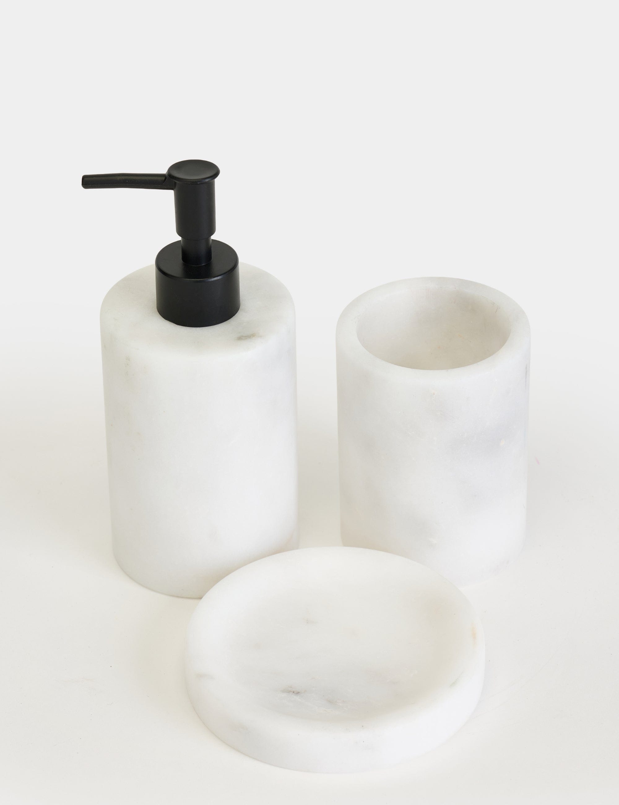 Flora Mermer 3'lü Banyo Seti - Siyah