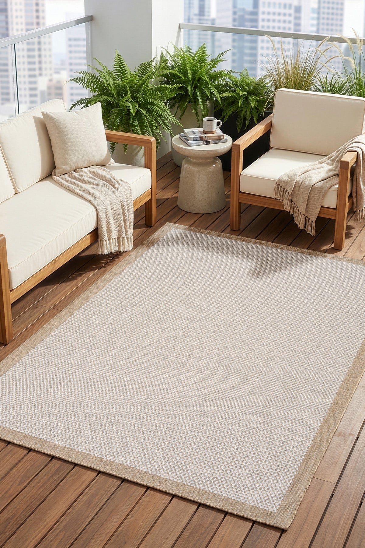 Fresco Ekru Natural Yıkanabilir Halı 23745A