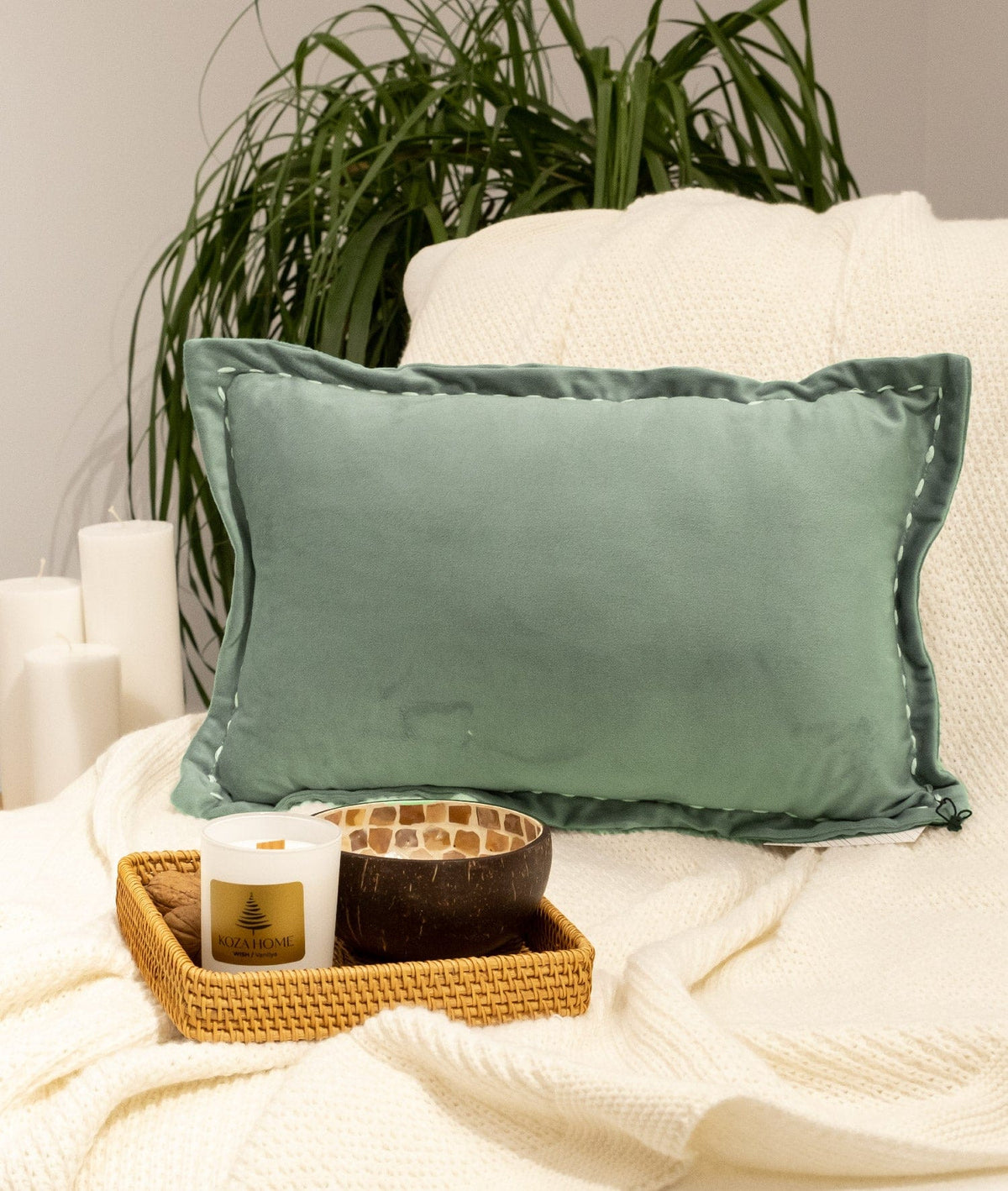 Ibiza Green Velvet Pillow 30x50 5014