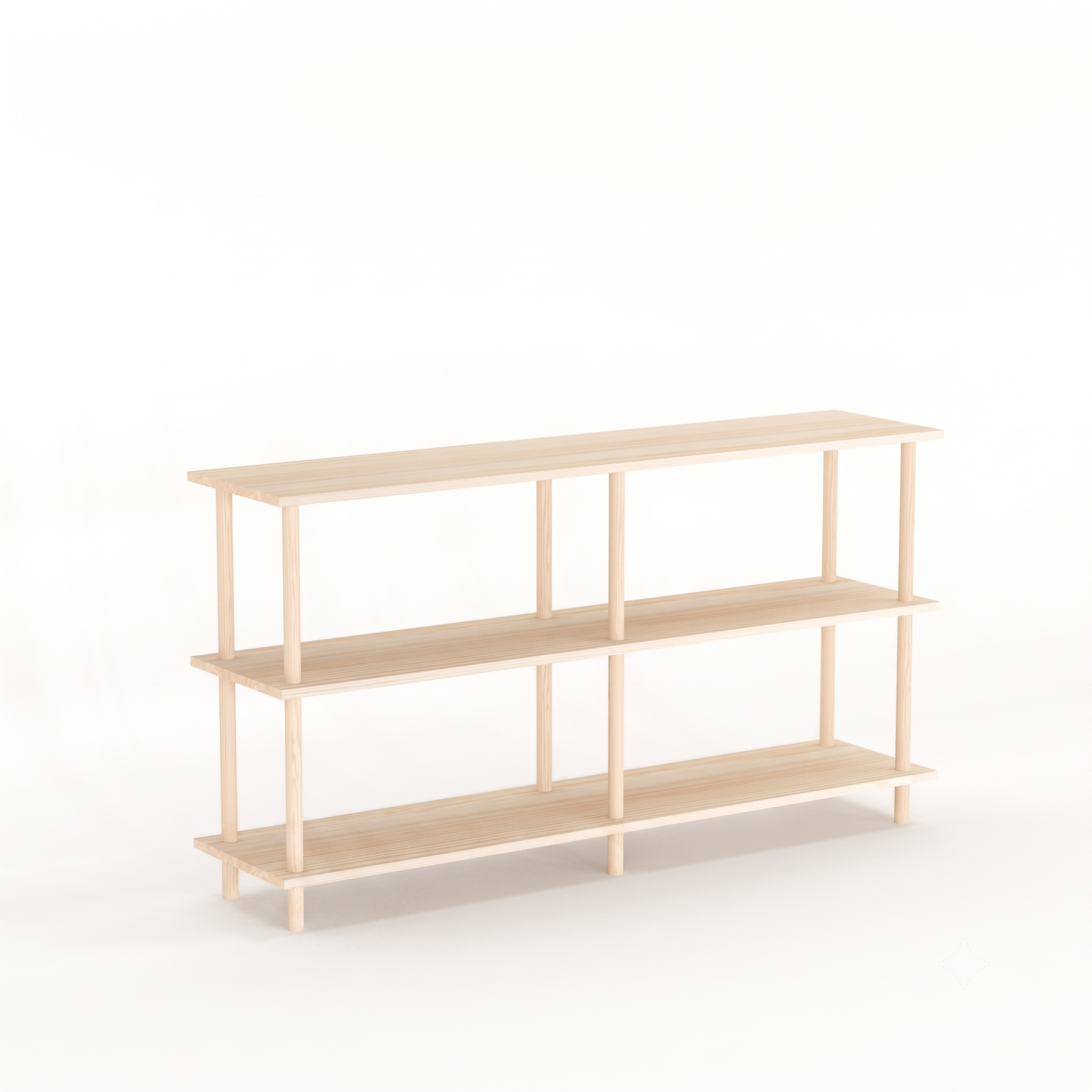Solid Wood 3-Shelf Bookshelf