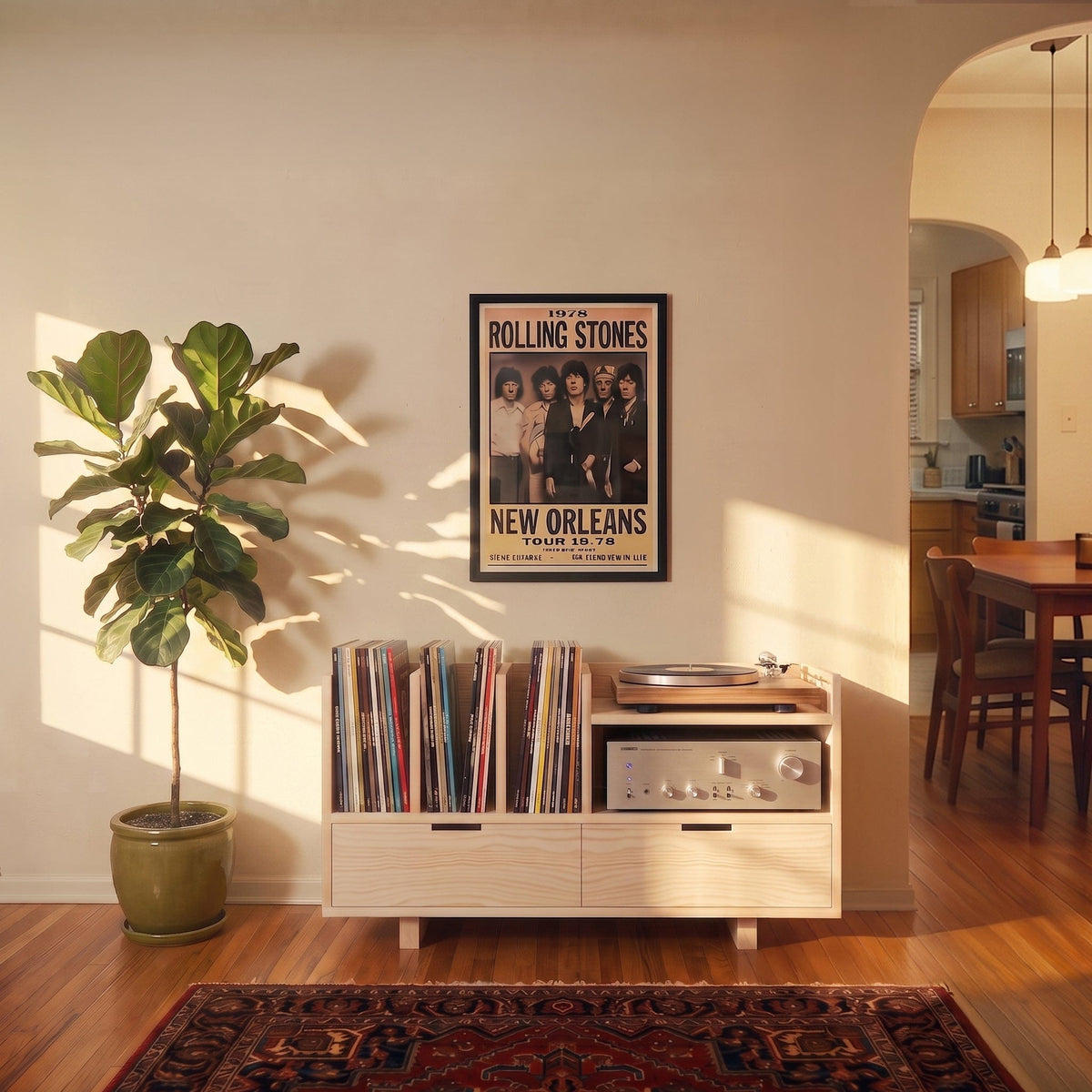 Solid Wood Turntable & Record Storage System
