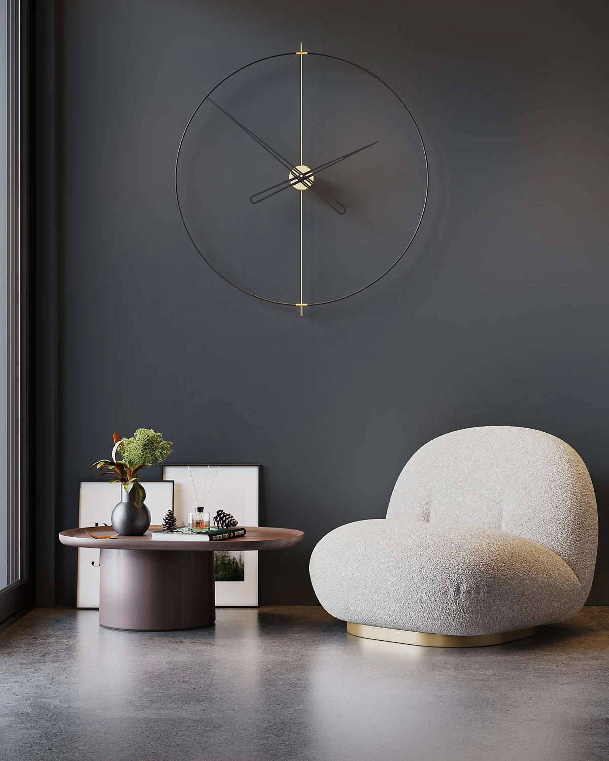 massive simple salon için duvar saati gold renk