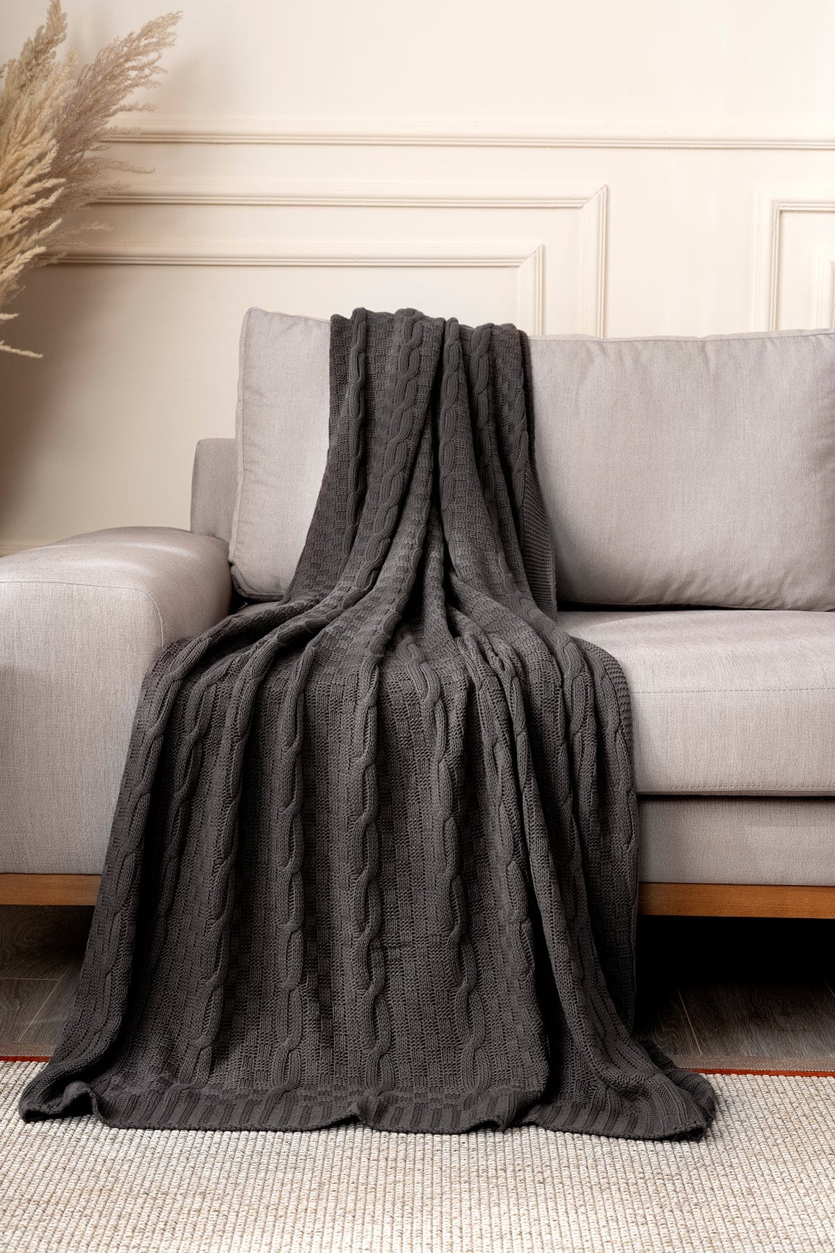 Mendi Grey Acrylic Throw TV Blanket 130X170 2533