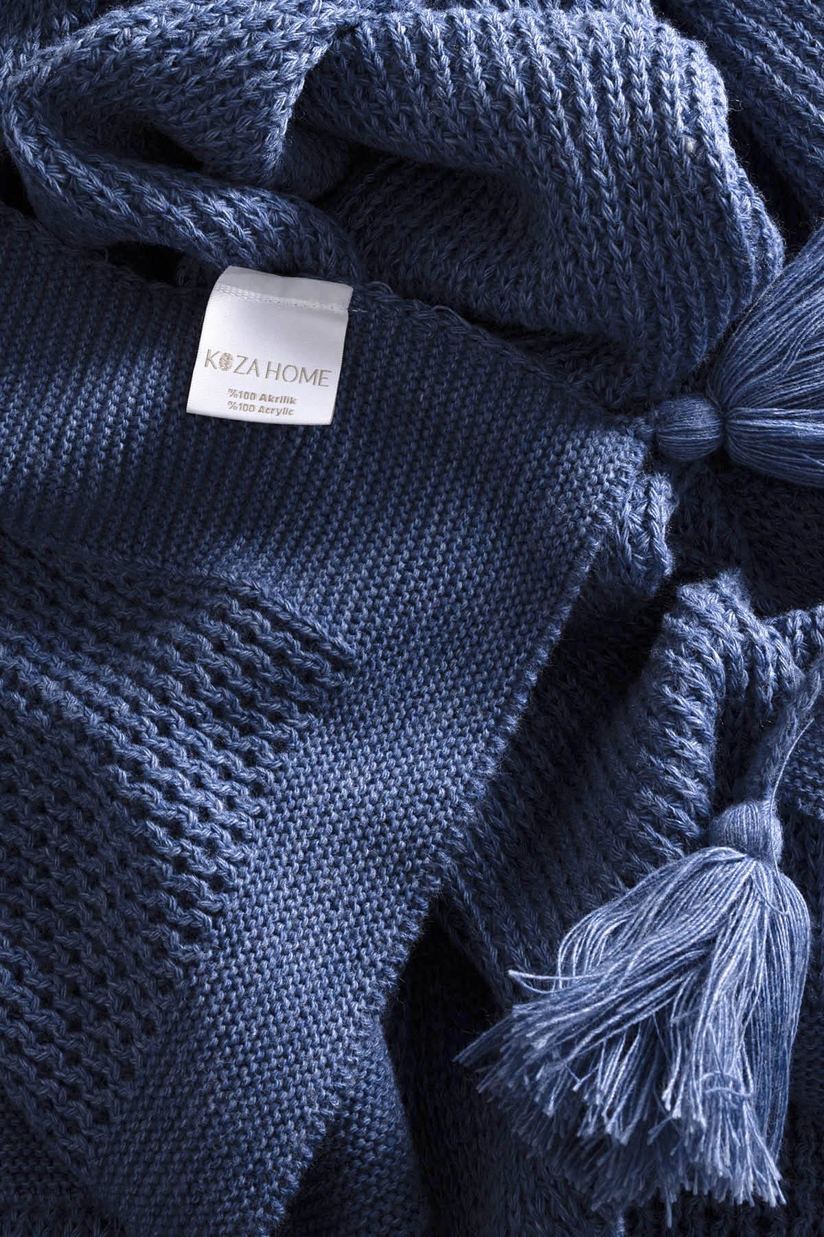 Miel Indigo Edge Pom Pom TV Blanket 130x170 37117
