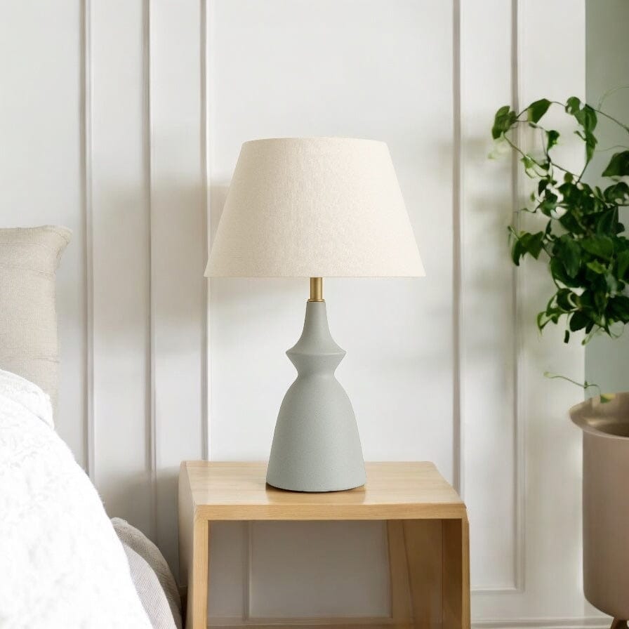 Nina Soft Green Lamp with Gold Details and Fabric Shade