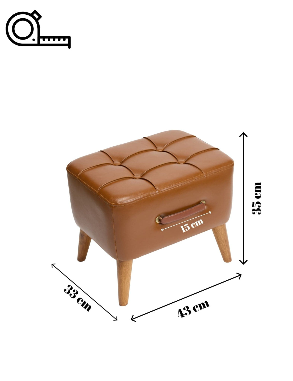 Ottocase Nostaljik El Yapımı Kapitone Deri Puf - Kahverengi