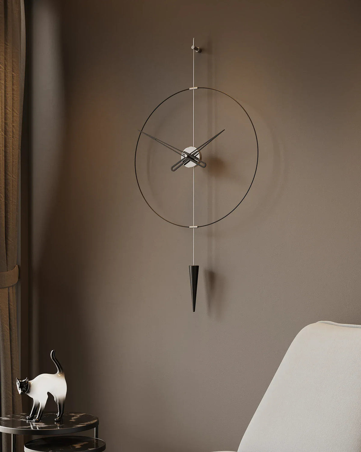 pendulum plus sarkaçlı duvar saati gümüş renk 60cm